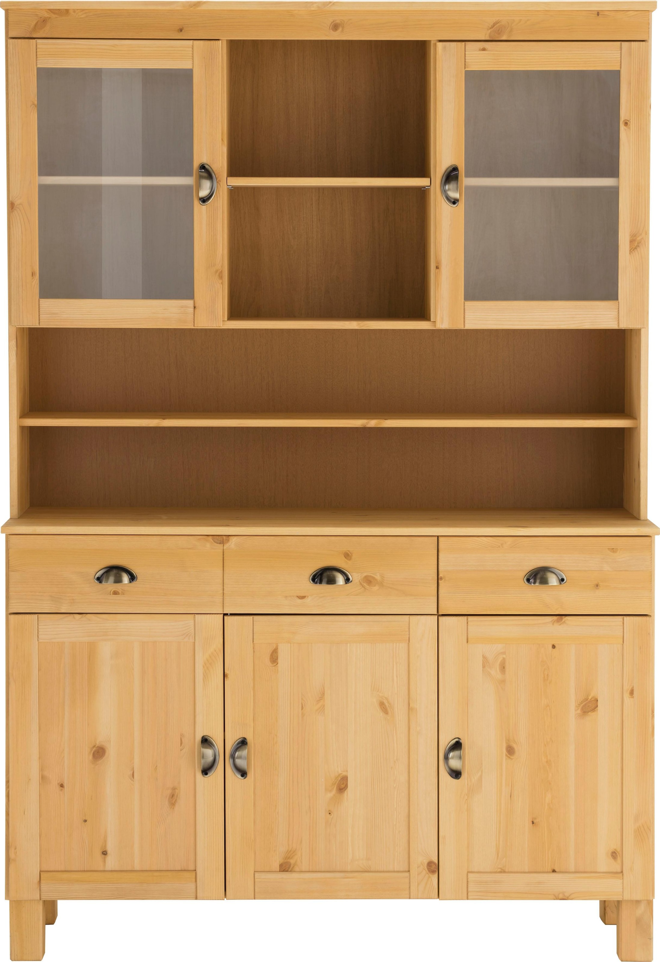 Home affaire Küchenbuffet »Oslo« 125 cm breit, aus massiver Kiefer, mit 2 Glastüren, Metallgriffe