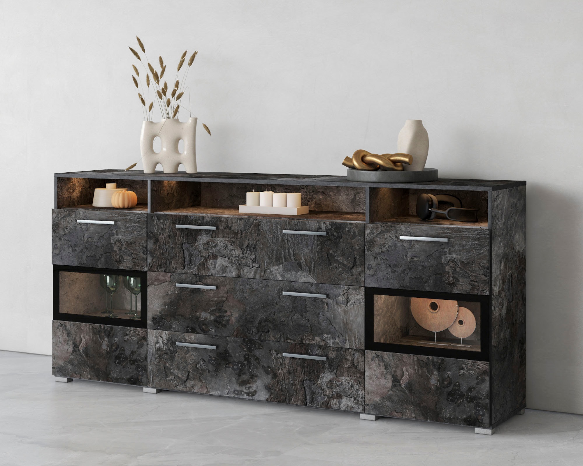 Sideboard »Sarah mix«, Breite 182 cm, Türen mit Glaseinsatz