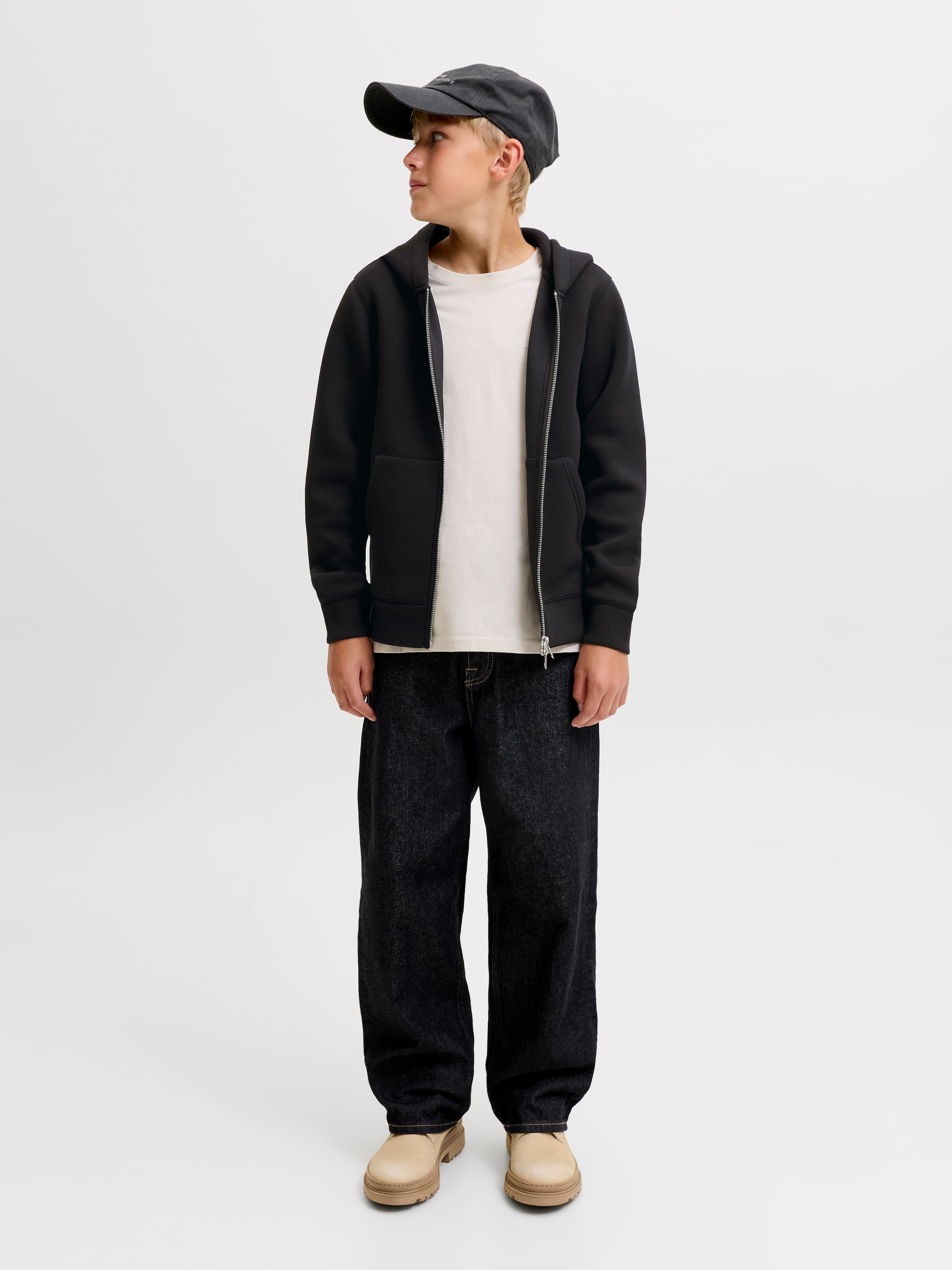 Jack & Jones Junior Kapuzensweatjacke »JCOLEGACY SWEAT SCUBA ZIP HOOD SN JNR« Materialmix, locker geschnitten