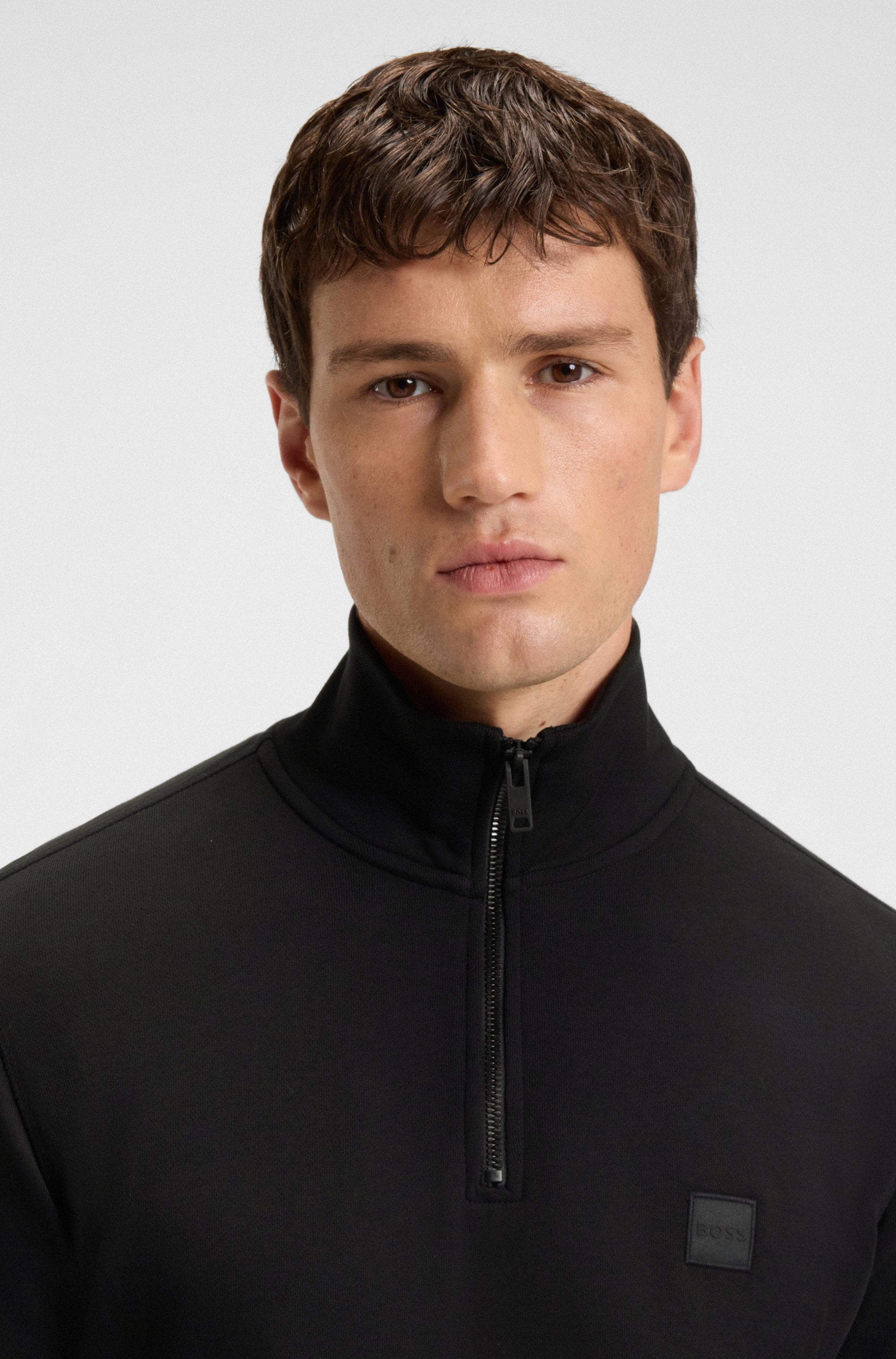 BOSS ORANGE Sweatshirt »Zetrust«, 1 Stk. Troyerkragen mit Reißverschluss, Regular Fit, BOSS-Label
