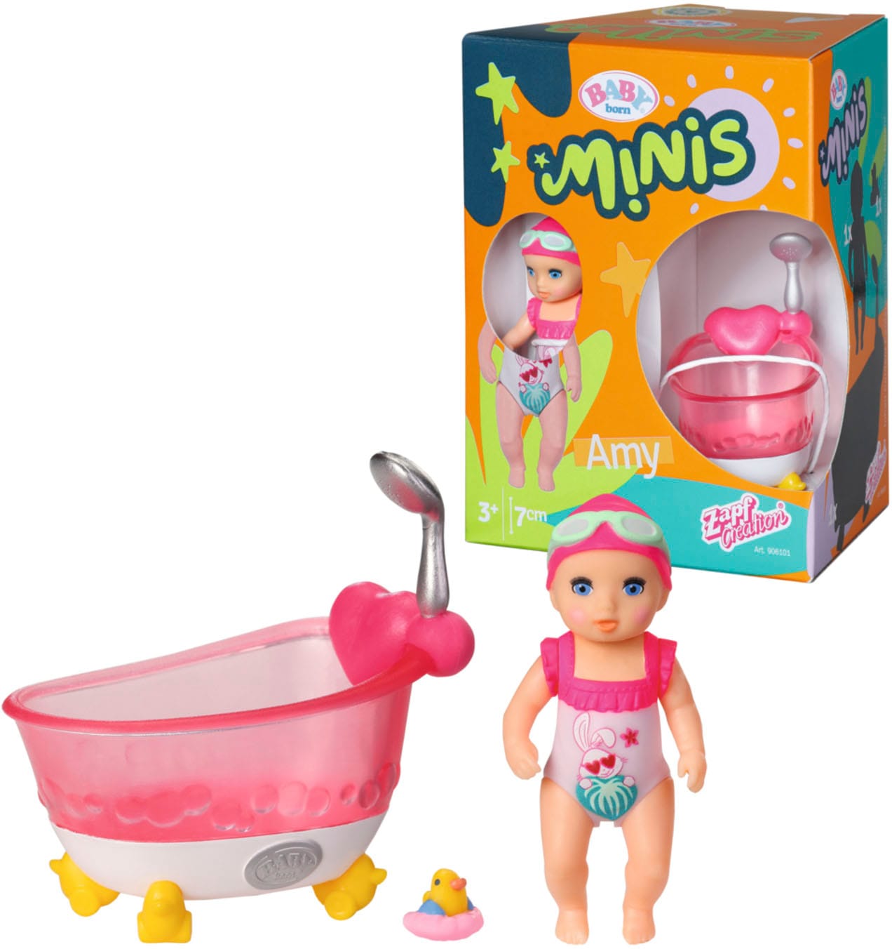 Baby Born Minipuppe »Baby born® Minis Badewanne«, inklusive Baby born® Mini Puppe