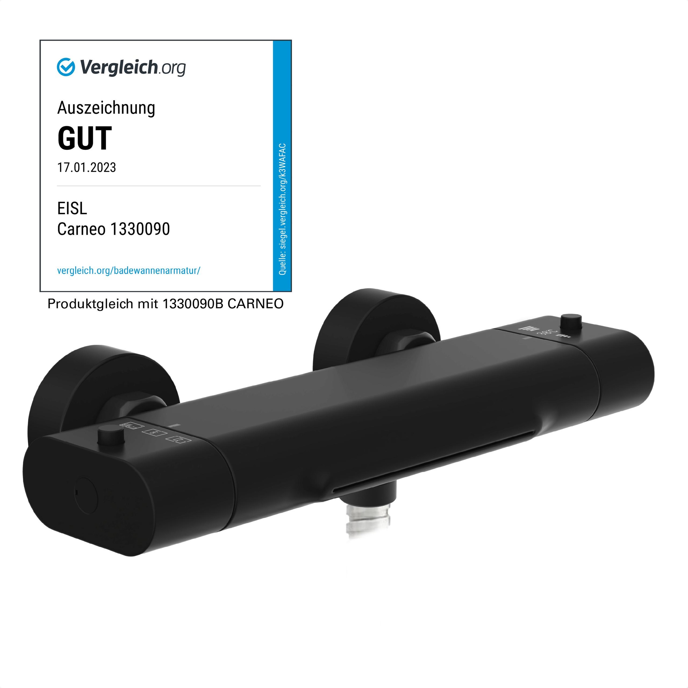 Eisl Wannenthermostat »CARNEO«, Schwallauslauf, Eco-Stopp-Funktion, Sicherheitssperre