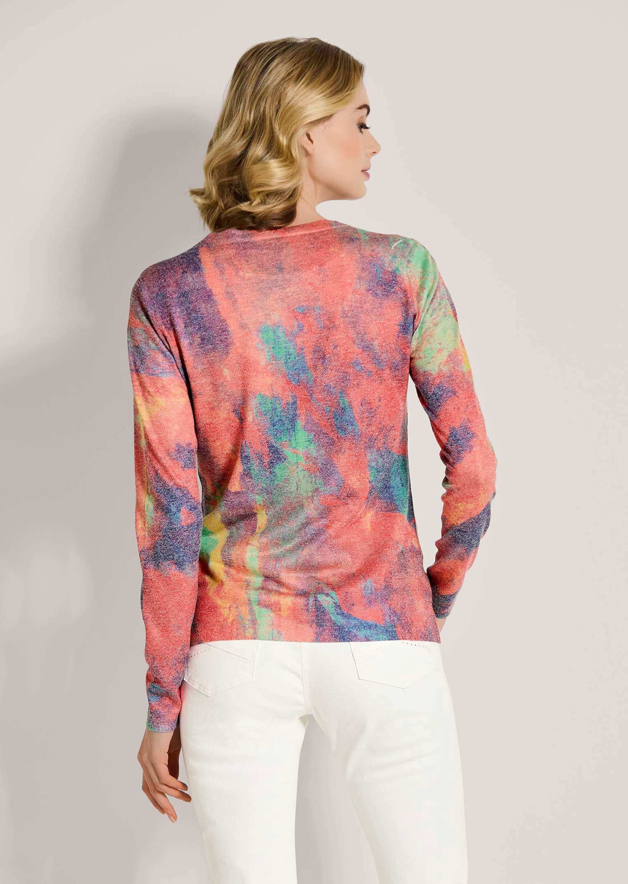 MADELEINE Strickjacke »Strickjacke Feinstrick-Jacke mit Unikat-Print«