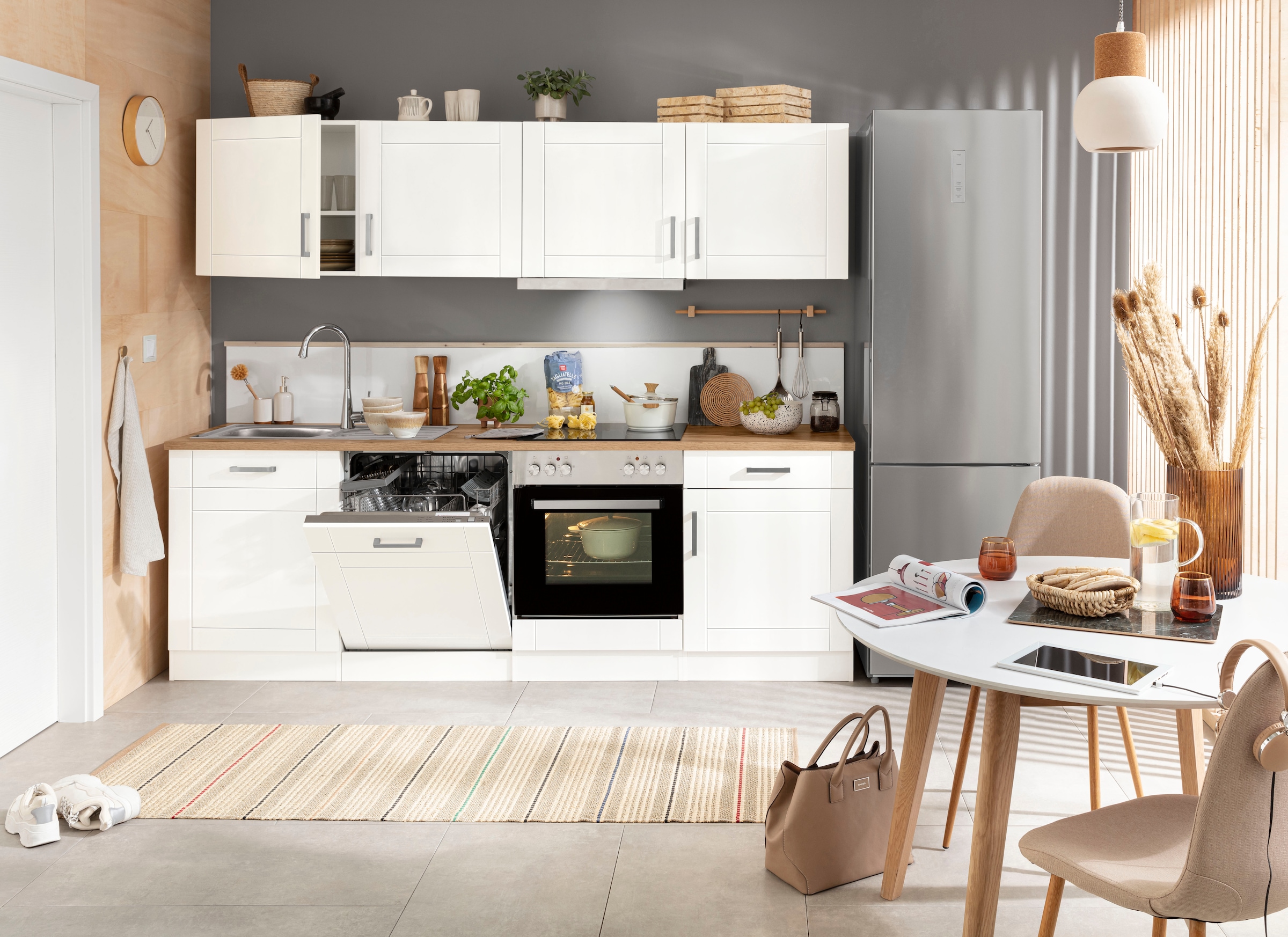 KOCHSTATION Küchenzeile »KS-Tinnum«, mit E-Geräten, Breite 240 cm