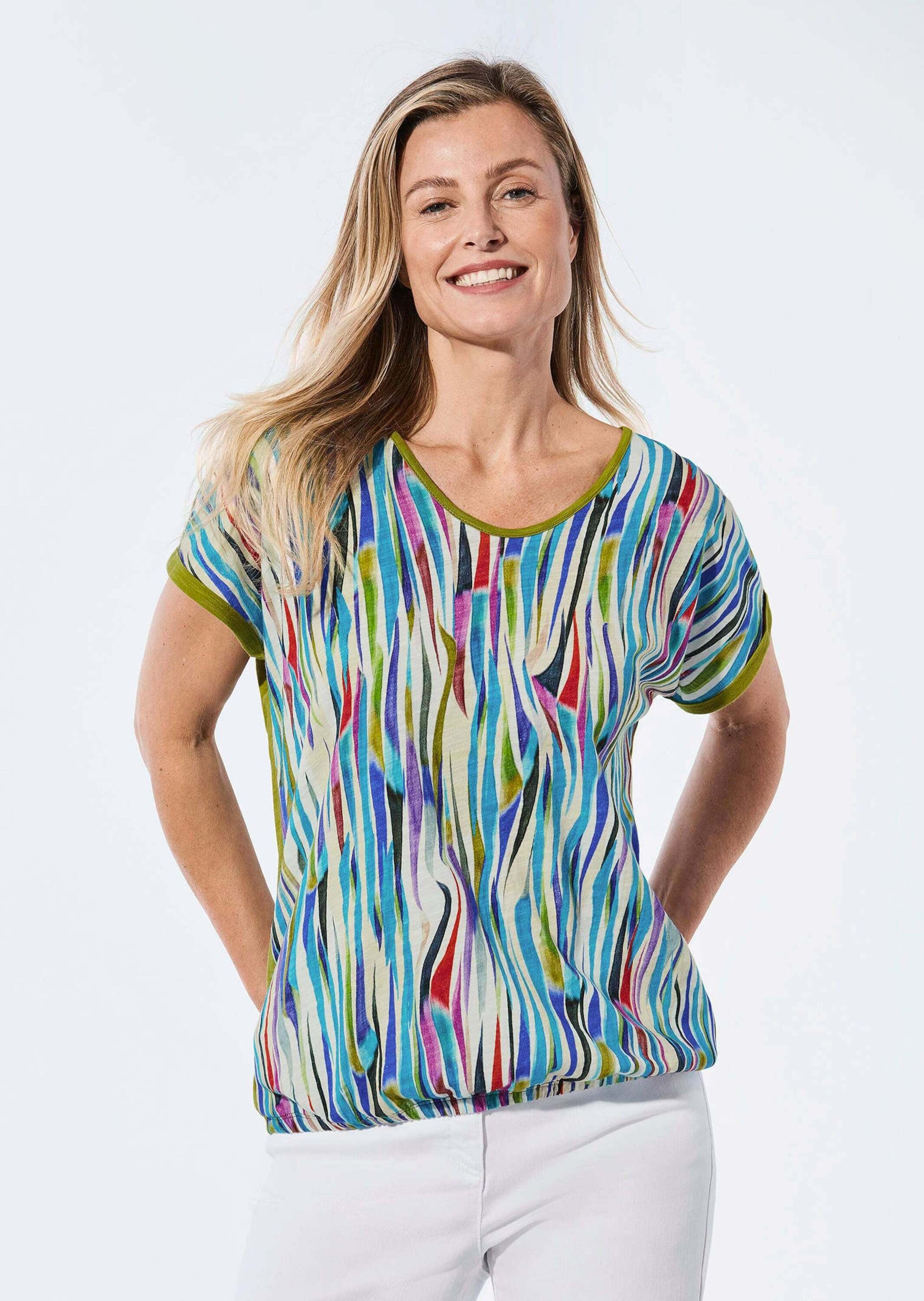 GOLDNER Kurzarmshirt »Kurzgröße Shirt aus Effektgarn«