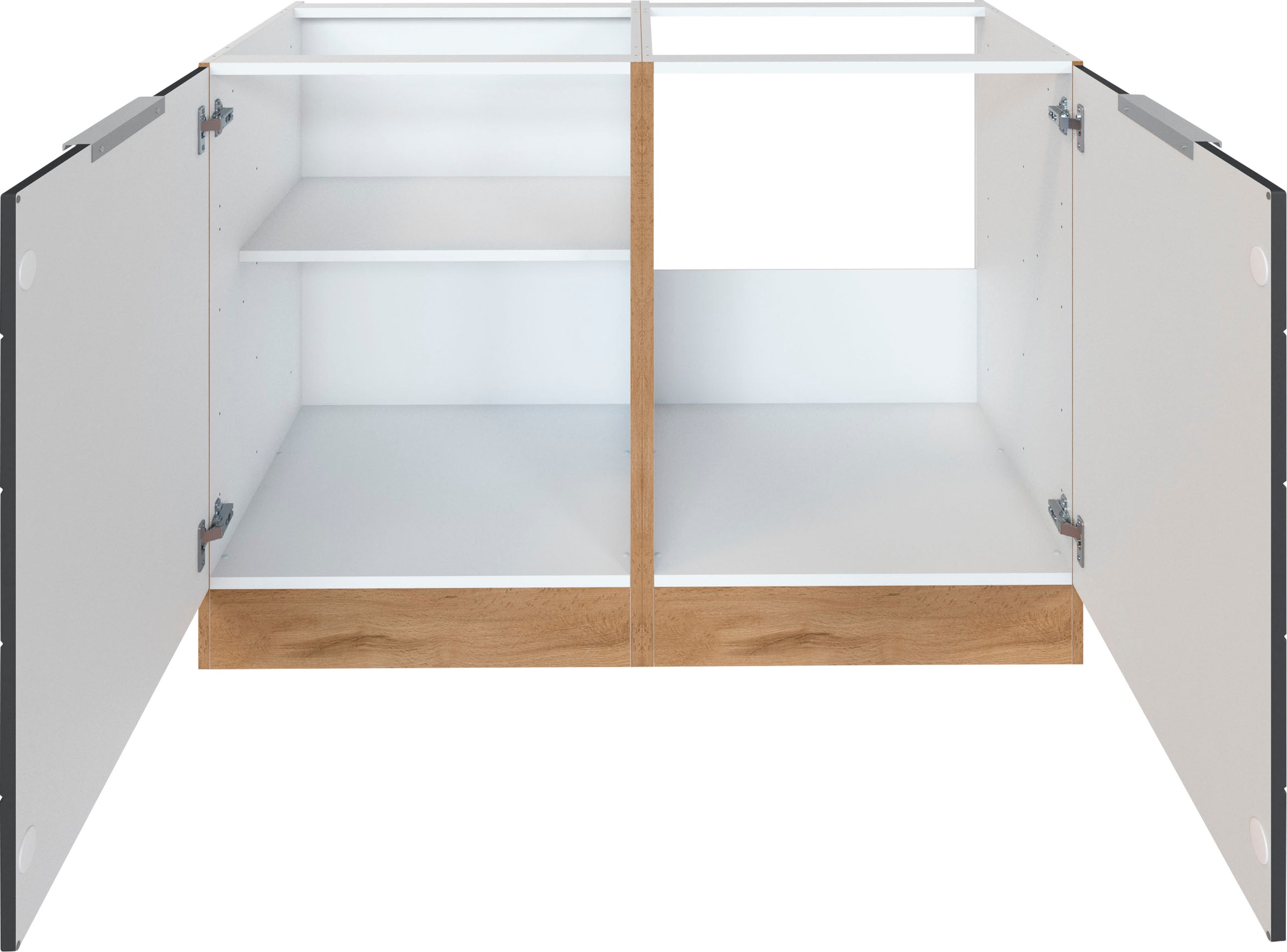 KOCHSTATION Spülenschrank »KS-Luhe«, 120 cm breit, hochwertige MDF-Fronten mit waagerechter Lisene