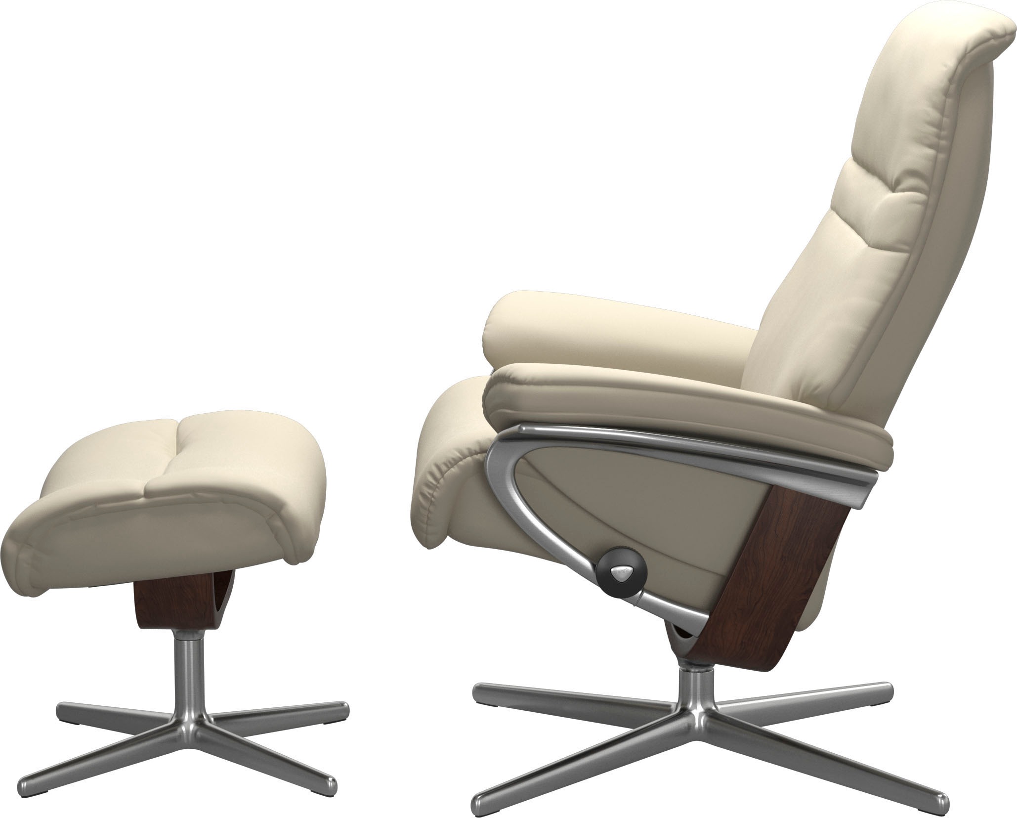 Stressless® Relaxsessel »Sunrise«, (Set, Relaxsessel mit Hocker), mit Hocker, mit Cross Base, Größe S, M & L, Holzakzent Braun