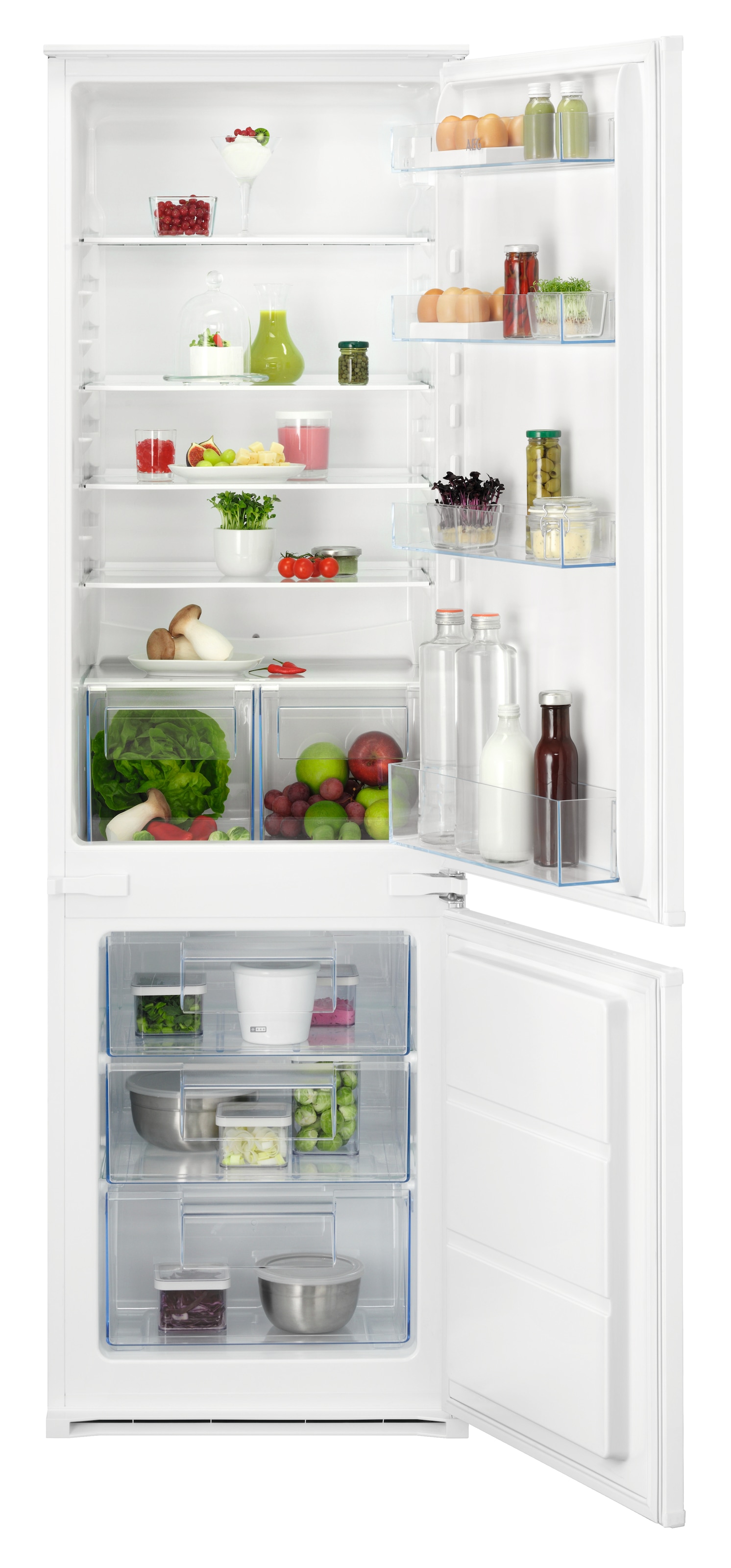 AEG Einbaukühlgefrierkombination Serie 5000 »OSC5S183ES« 177,2 cm hoch 54,6 cm breit 198 Liter, ColdSense - Schützt Lebensmittel, LED-Display, Schlepptür