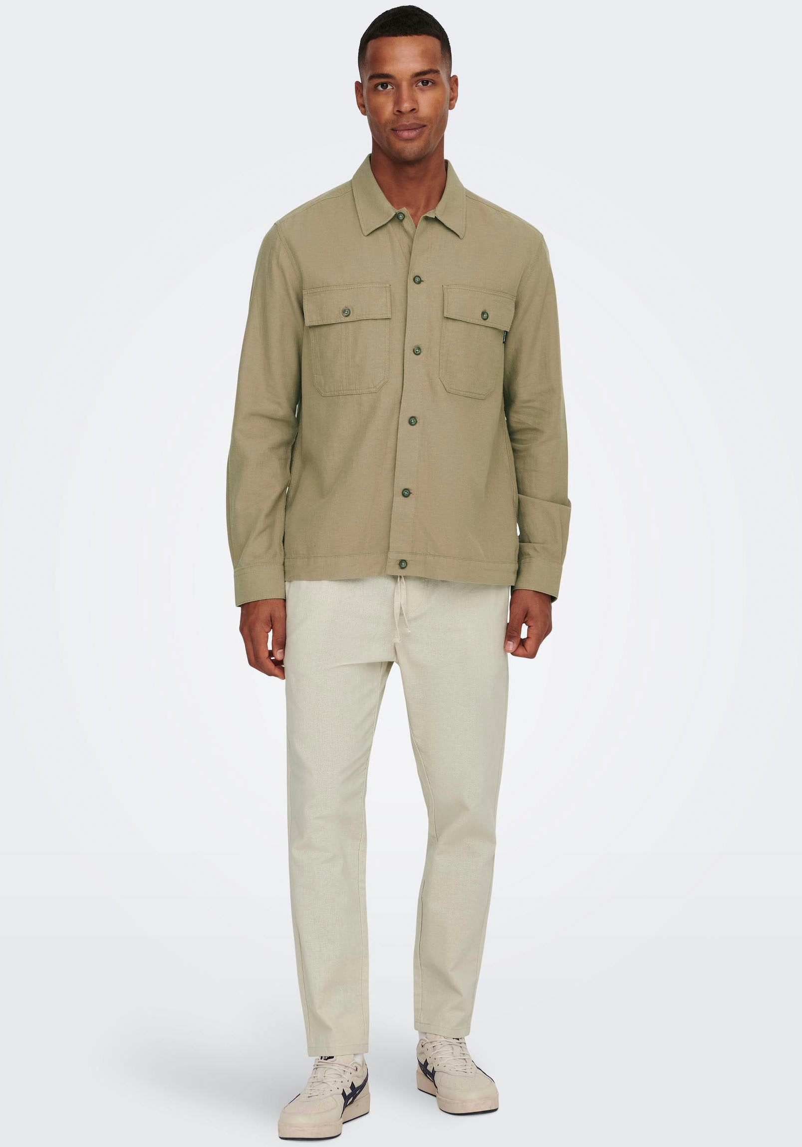 ONLY & SONS Stoffhose »ONSLINUS CROP 0007 COT LIN PNT NOOS«, mit Leinen