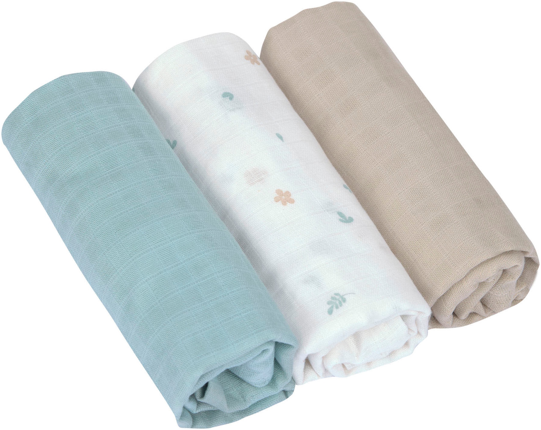 LÄSSIG Stoffwindeln »Swaddle & Burp Blanket, L, Floral«, (Set, 3 St.)