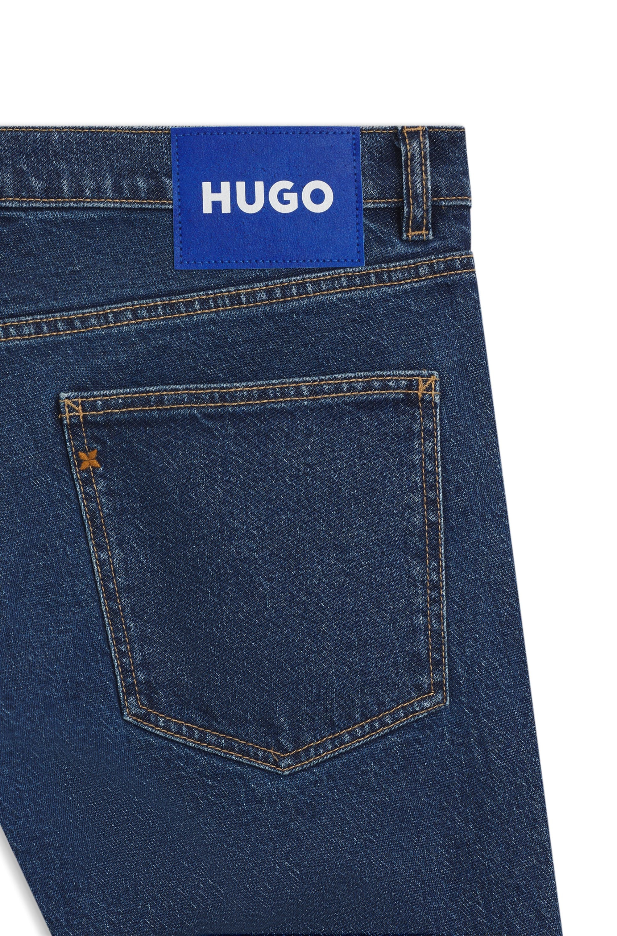 HUGO Blue Slim-fit-Jeans enger Beinverlauf, mittlere Bundhöhe, stone washed