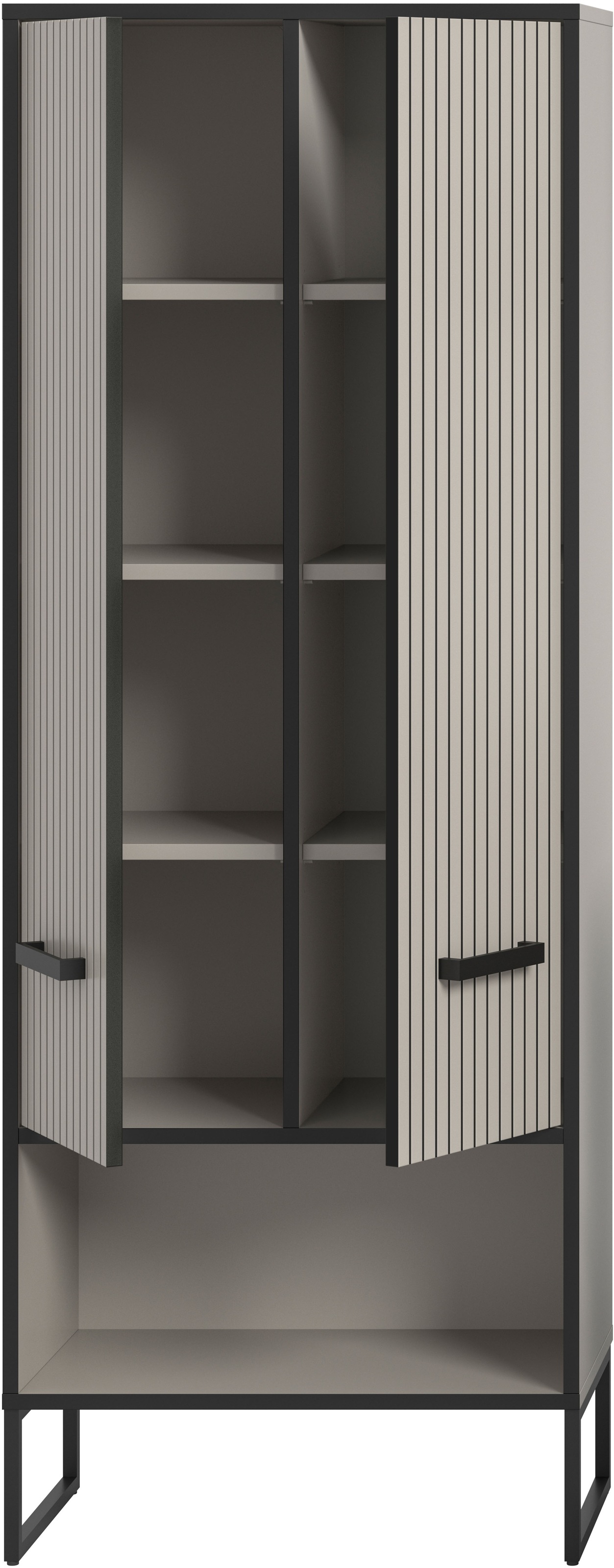 welltime Hochschrank »Locri, Höhe 159 cm, Rillenoptik, Metallkufen«, (1 St.), variable Einlegeböden, modernes Design, Badschrank, Bad