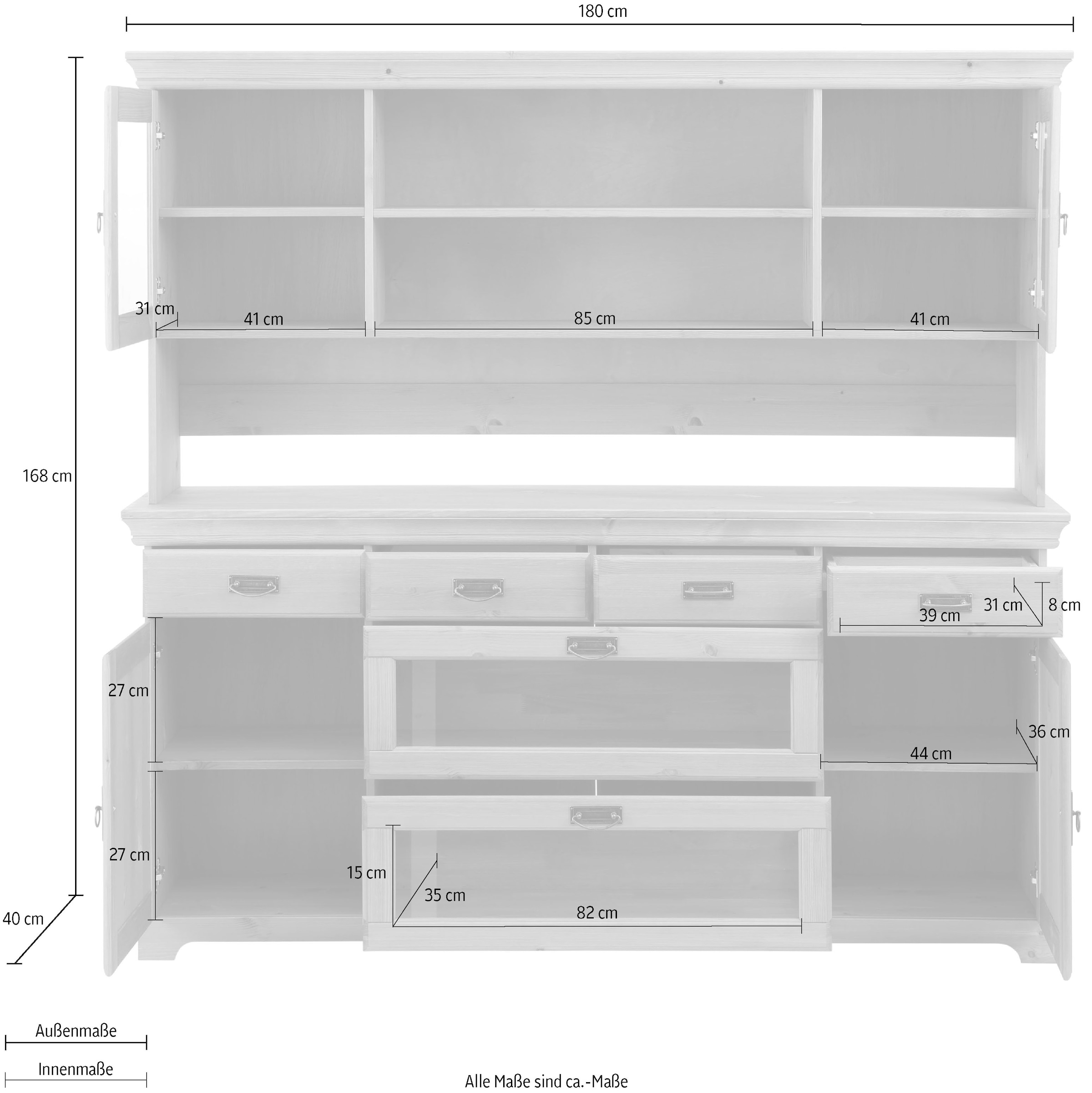 Home affaire Buffet »Rügen«, zertifiziertes Massivholz, im Landhausstil