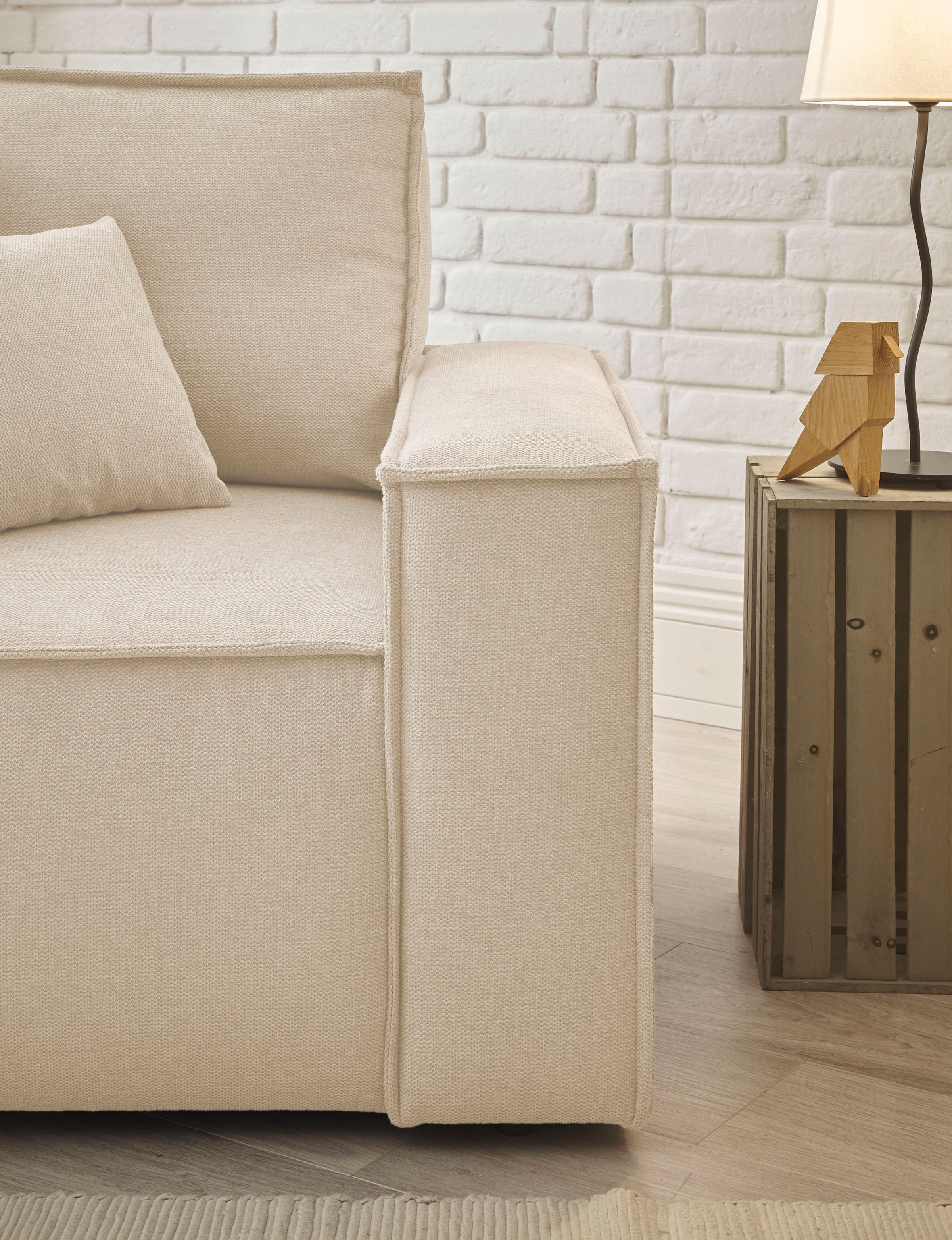 OTTO home Loveseat »FINNLEY Struktur fein, Loveseat & Hocker im Set, inkl. Zierkissen« 2 Stk. tlg. verfügbar in den Stoffqualitäten Bouclé, Struktur fein und Mega Cord