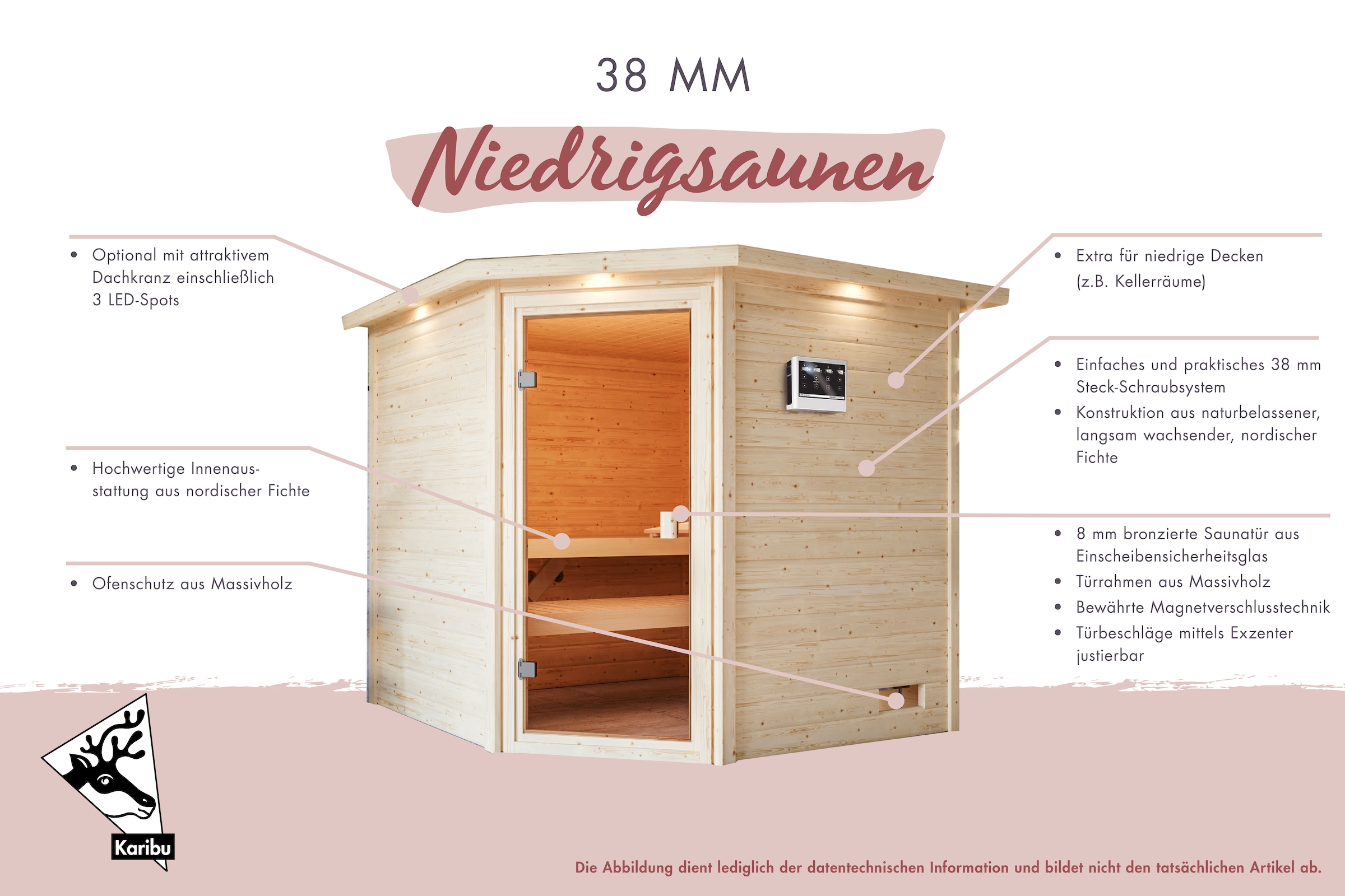 welltime Sauna »Trixi«, besonders stabile nordische Fichte, für bis zu 3 Personen