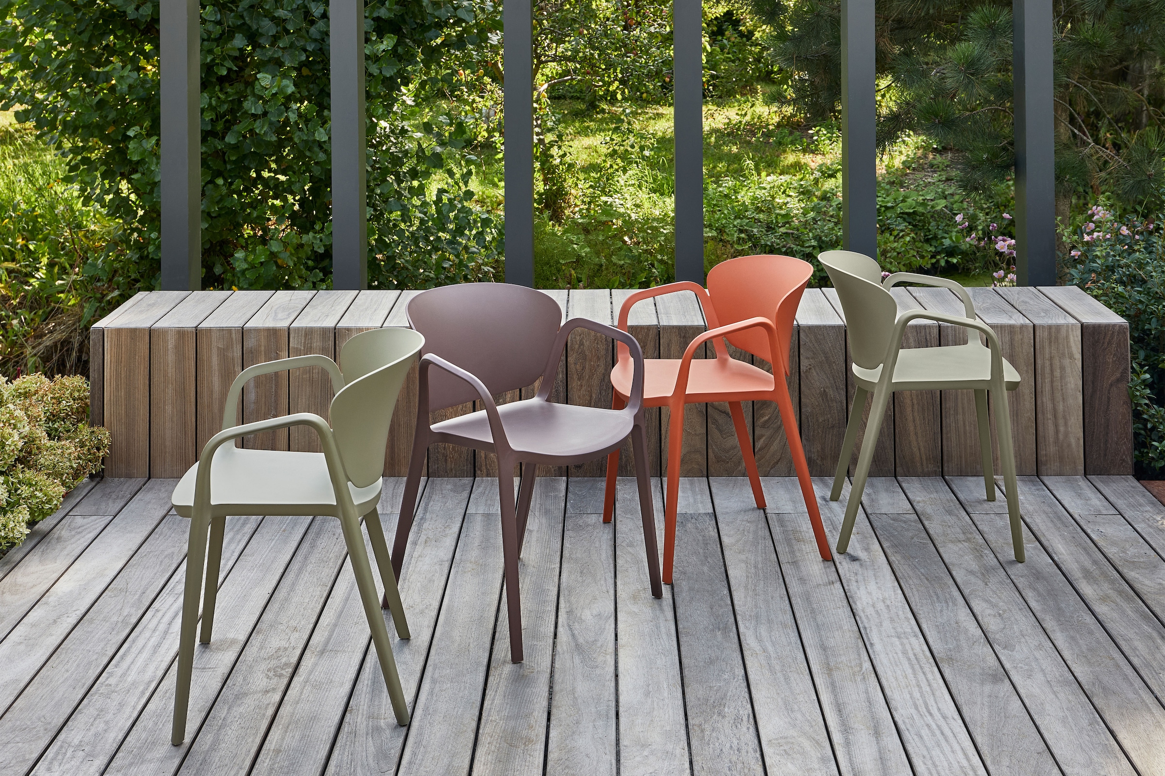 WOOOD Esszimmerstuhl »Bent Polypropylen stapelbar für In- und Outdoor, H 75 x B 57 x T 56 cm« () (Set, 2 St) Tragkraft 150 kg, fertig montiert, wasserabweisendes
