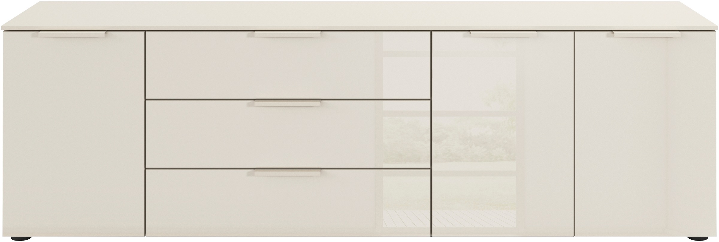 rauch Kombikommode »Kommode Türkommode Sideboard Kombikommode FLIPP mit Glasfront«, (Breite 200 cm mit 2 Einlegeböden), 3-türig mit 3 Schubladen und Soft-Close-Funktion sowie Glasfront