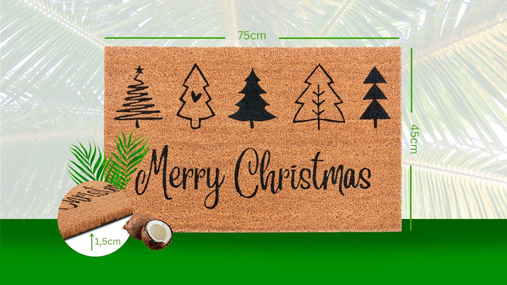 HANSE Home Fußmatte »Mix Mats Kokos Christmas Trees«, rechteckig, Weihnachten, Schmutzfangmatte, Outdoor, Rutschfest, Innen, Kokosmatte