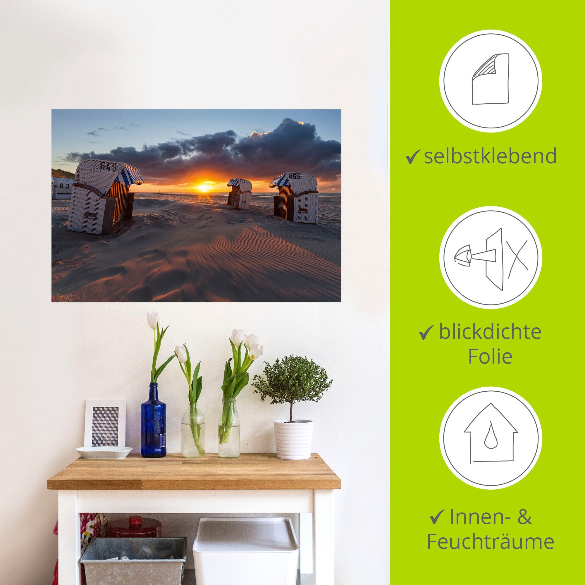 Artland Wandbild »Am Ende eines Tages«, Strandbilder, (1 St.), als Alubild, Leinwandbild, Wandaufkleber oder Poster in versch. Größen