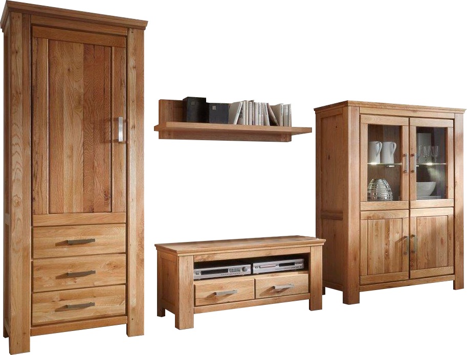 Quadrato Wohnwand »Siena«, (Set, 4 St., bestehend aus Artikel: 88030648,10035804 Vitrinen, 33737842 Wandboard, 90105502 TV-Board)