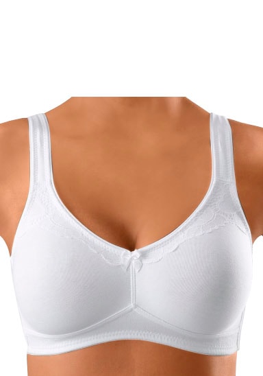 Naturana Bügelloser BH »Cotton« 2er Pack,  vorgeformte Soft-Cups, breite Träger, mit Spitze, Baumwollmix, bequem