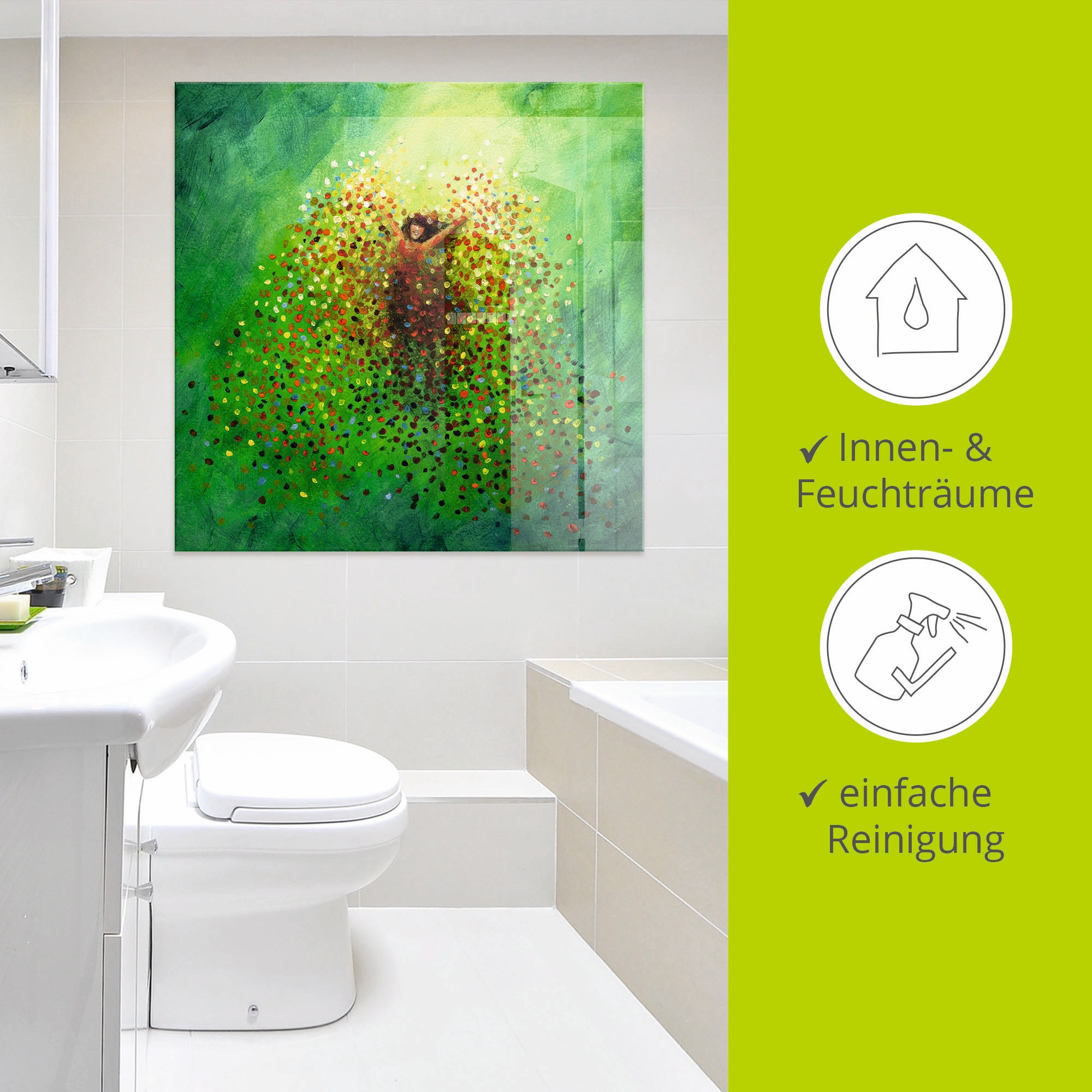 Artland Glasbild »Sich selbst feiern«, Frau, (1 St.), in verschiedenen Größen