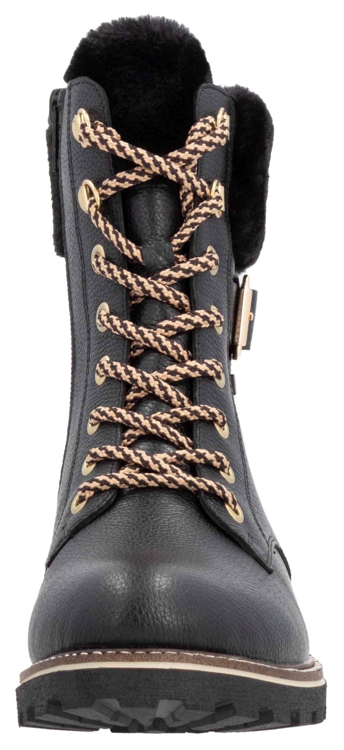 Remonte Winterboots »Elisabeth Hurley-Collection«, Schnürboots, Outdoorschuh, Schnürstiefelette mit Zierschnalle
