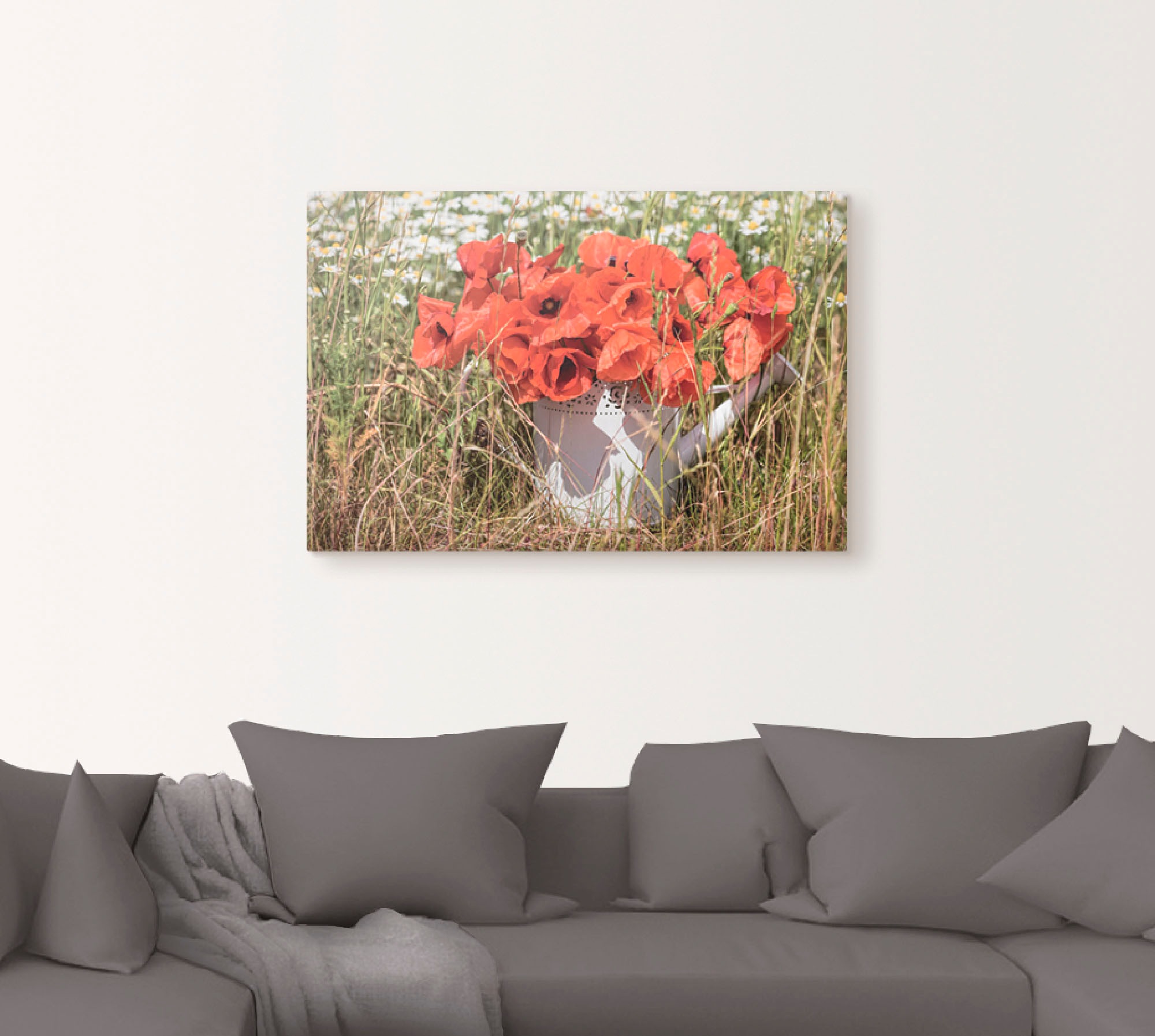 Artland Leinwandbild »Mohnblüten im Feld«, Blumenwiese, (1 St.), auf Keilrahmen gespannt