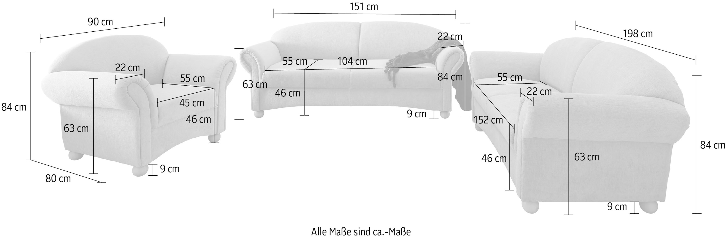 Home affaire Polstergarnitur »Torello« 3 tlg. tlg.