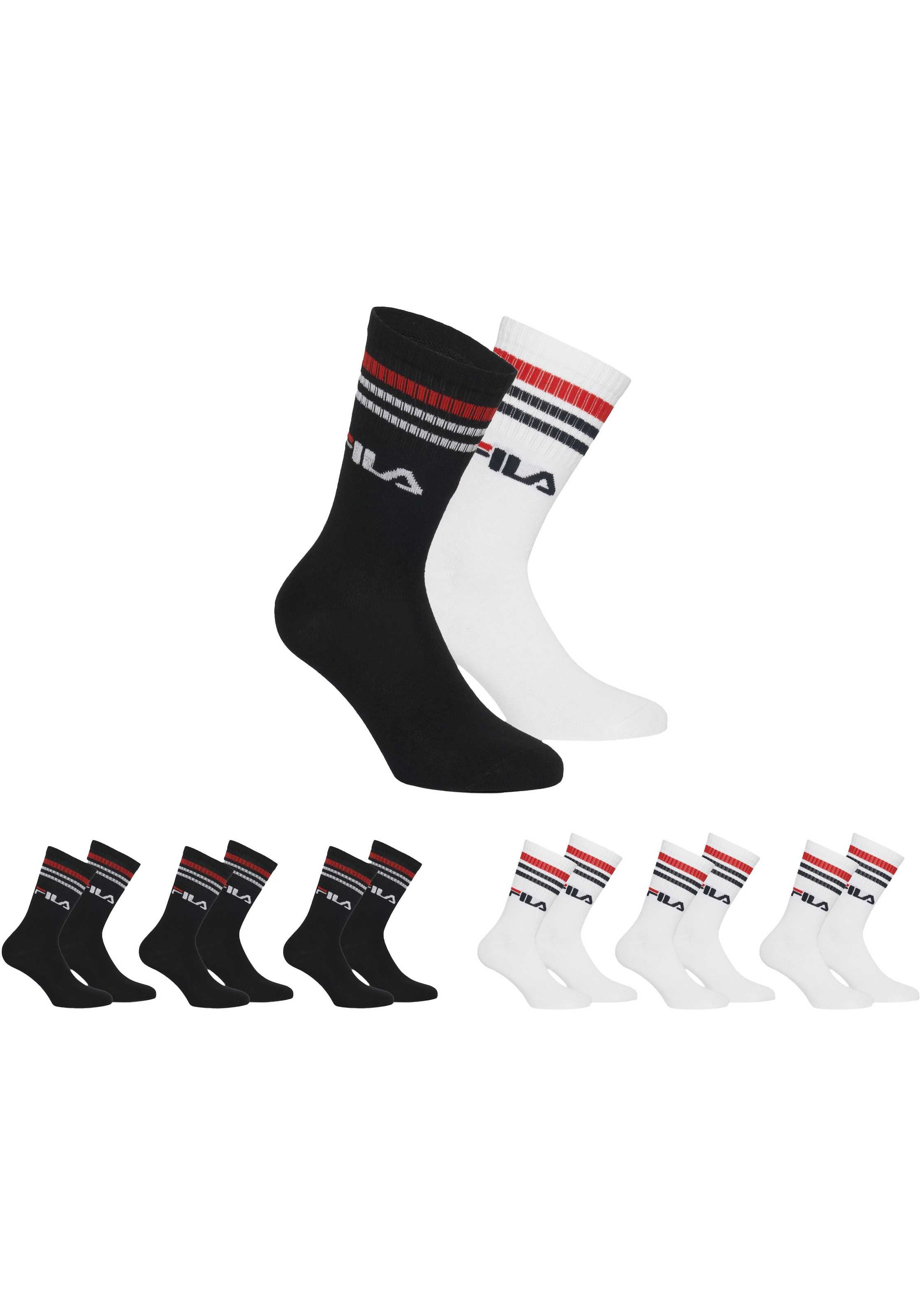 Fila Sportsocken »UNISEX LIFESTYLE PLAIN SOCKS«, (6 Paar), mit Logo-Schriftzug