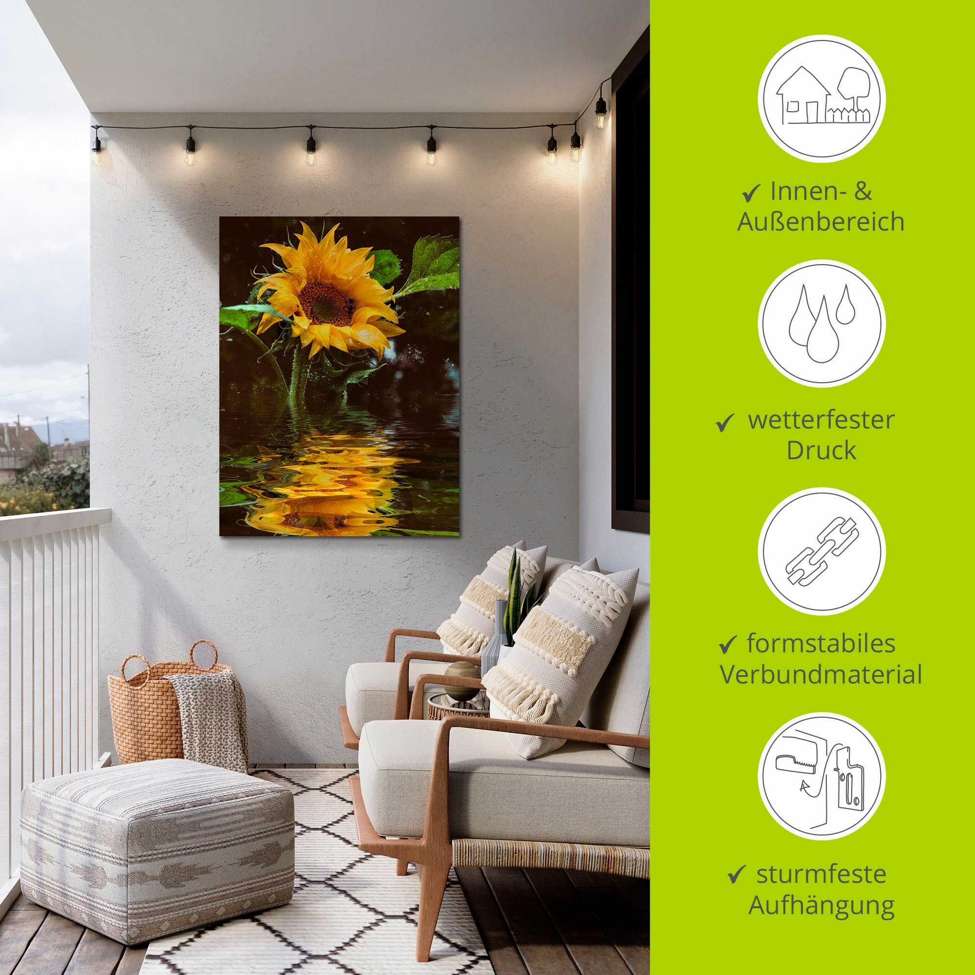 Artland Alu-Dibond-Druck »Sonnenblume« Blumen 1 Stk. tlg. für Innen- und Außenbereich geeignet, Outdoorbild