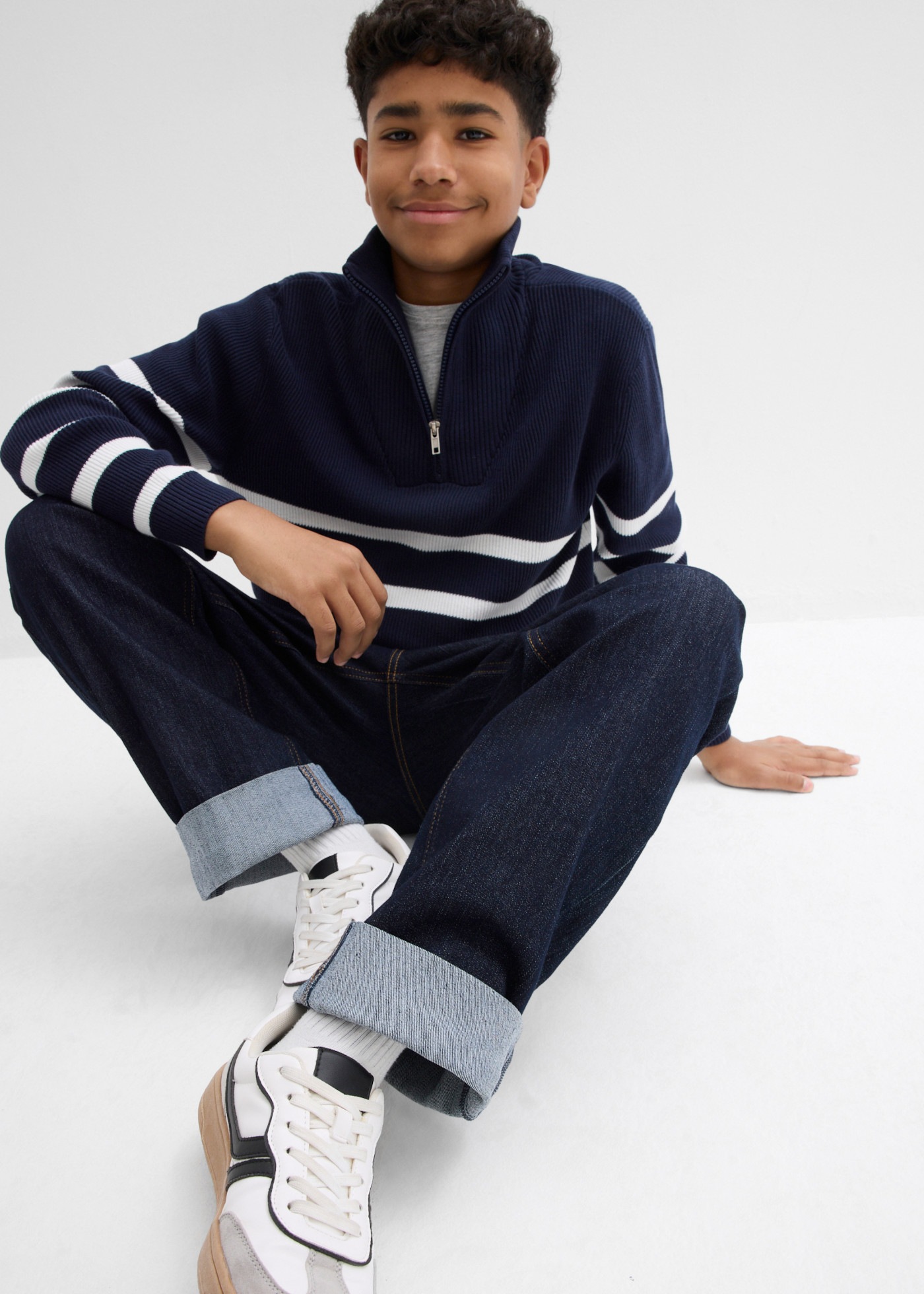 bonprix Loose-fit-Jeans im Baggy-Look, mit Turn-Up-Saum, lockere Passform