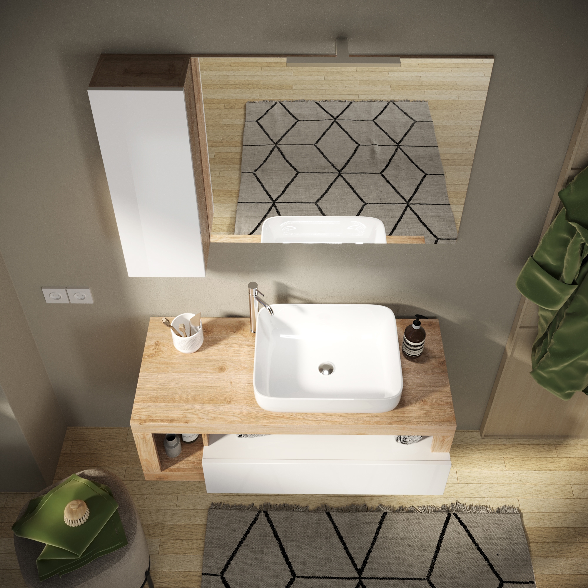 welltime Badmöbel-Set »Hamburg, Badezimmerset 2tlg. Breite 110 cm, Badmöbel, Waschtisch inkl.« Spar-Set, 2 Stk. tlg.