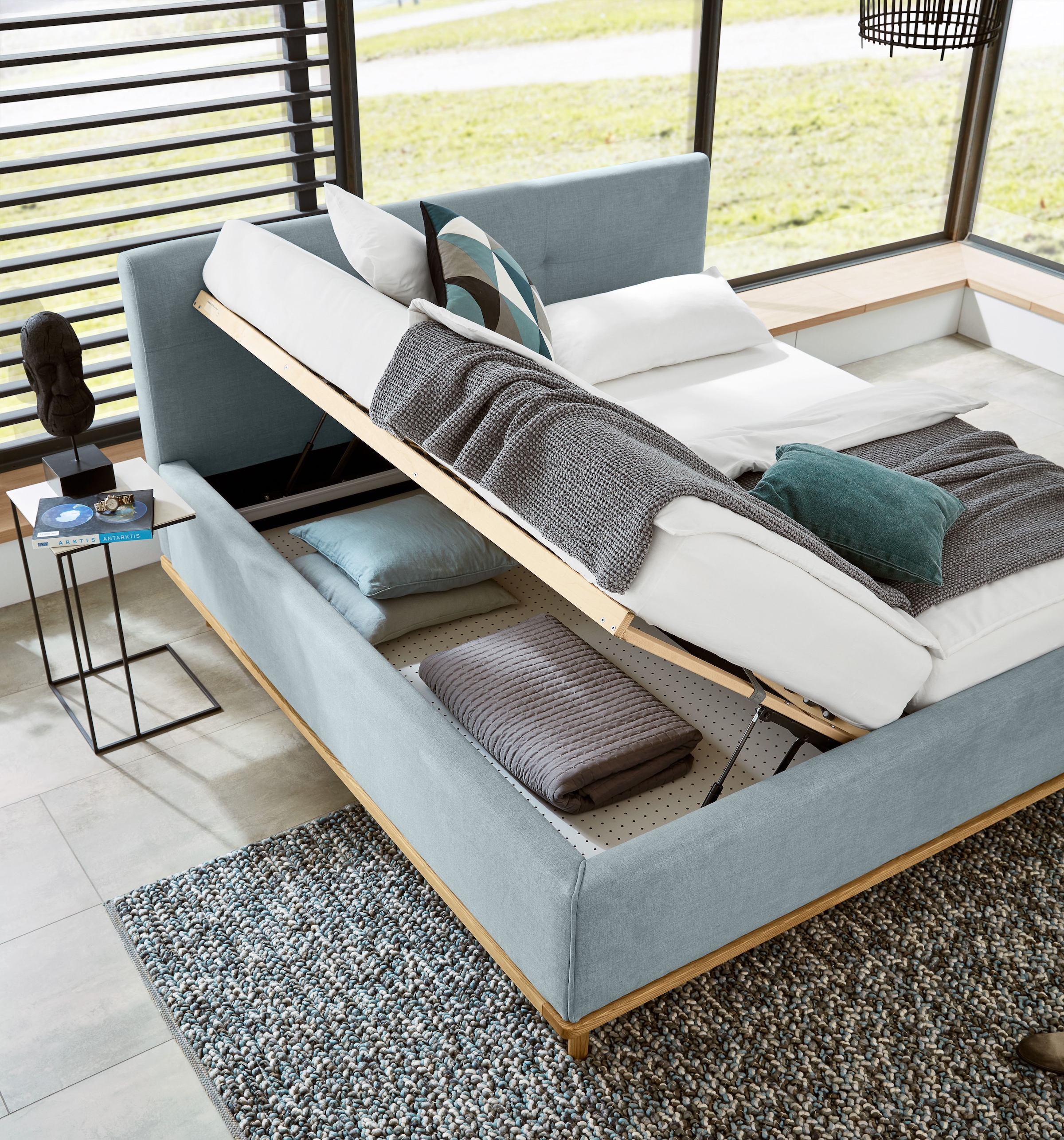 Musterring Polsterbett »Delphi erhältlich in der Breite 160cm und 180cm« Eicherahmen massiv, Kopfteil mit Steppung