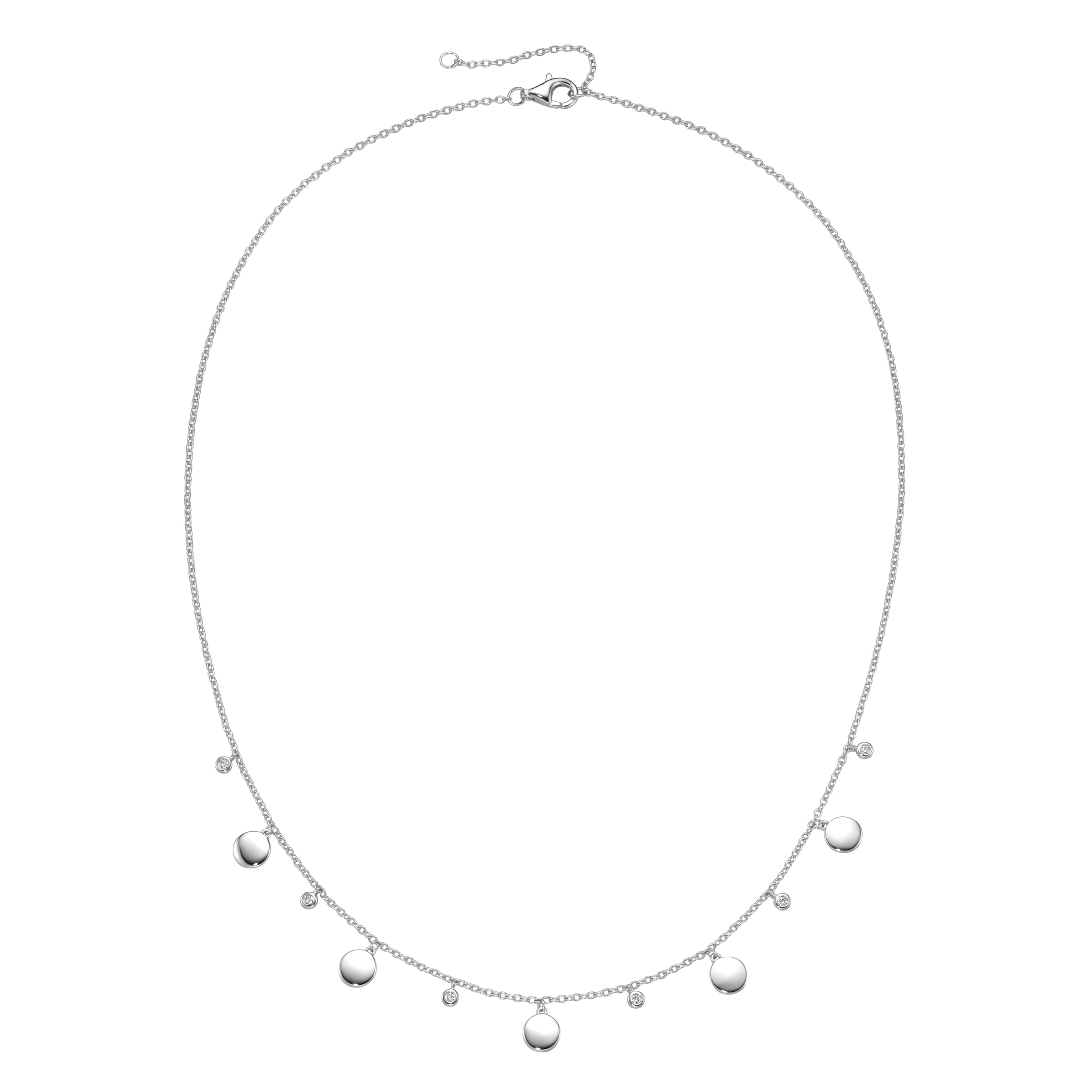 Smart Jewel Collier »Collier mit runden Plättchen und Zirkonia als Behang, Silber 925«