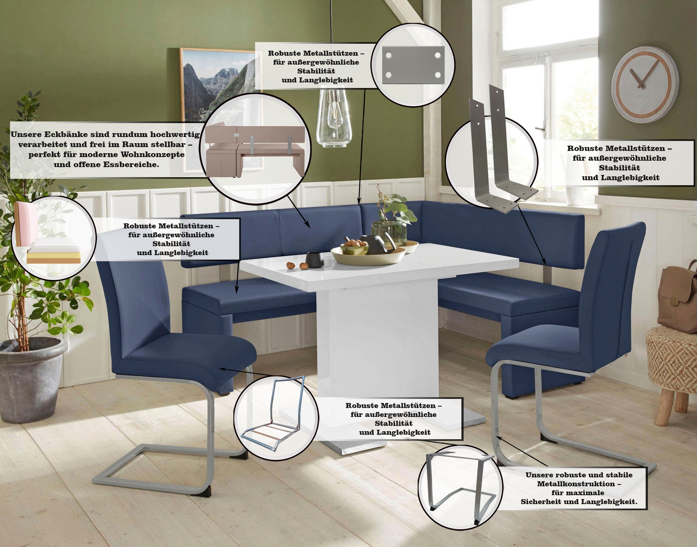 Home affaire Eckbank »Charissa« in 3 Größen, verschiedene Qualitäten