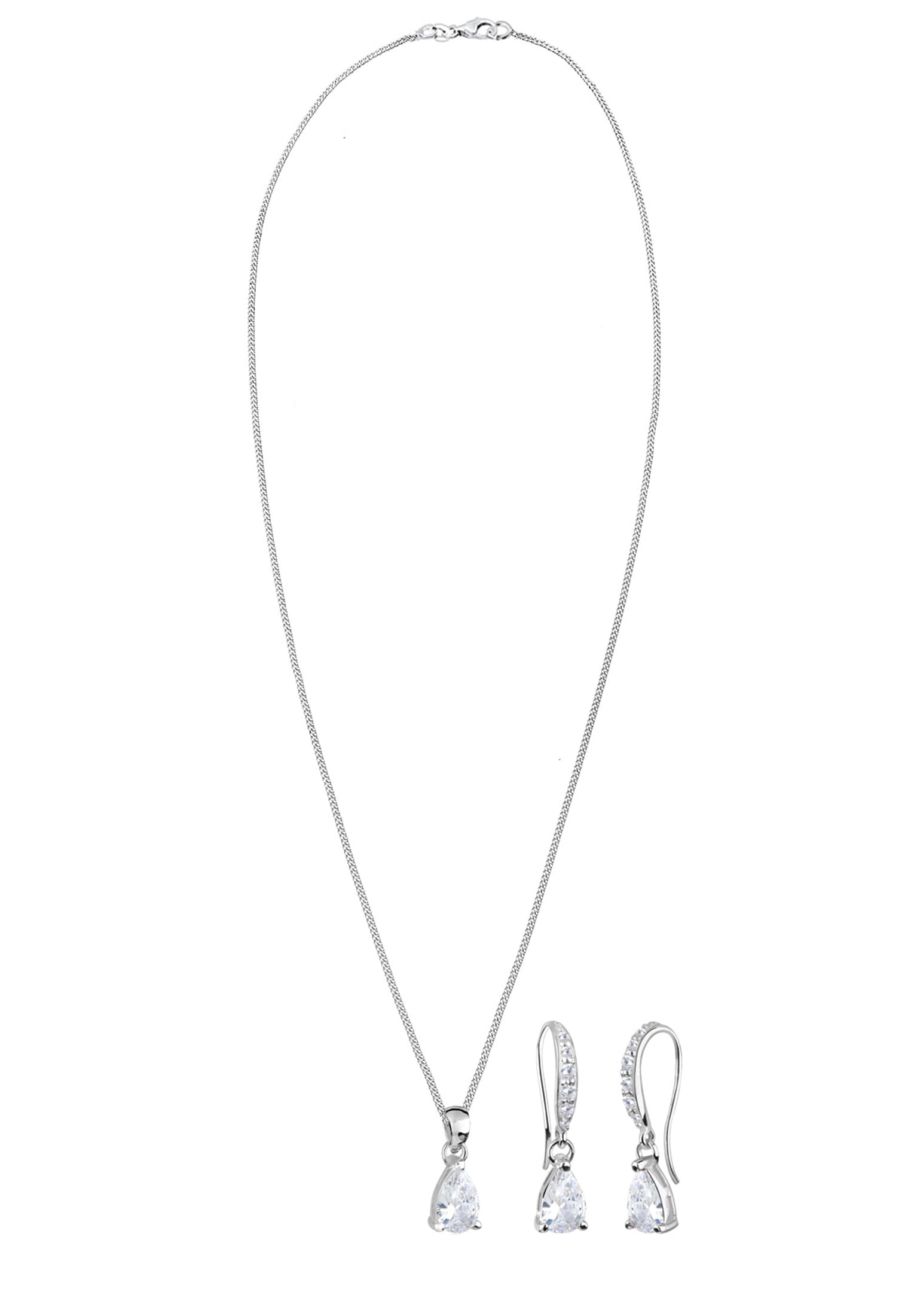 Elli Ohrring und Ketten Set »Schmuckset Ohrhänger Anhänger mit Zirkonia Tropfen aus 925 Sterling Silber«