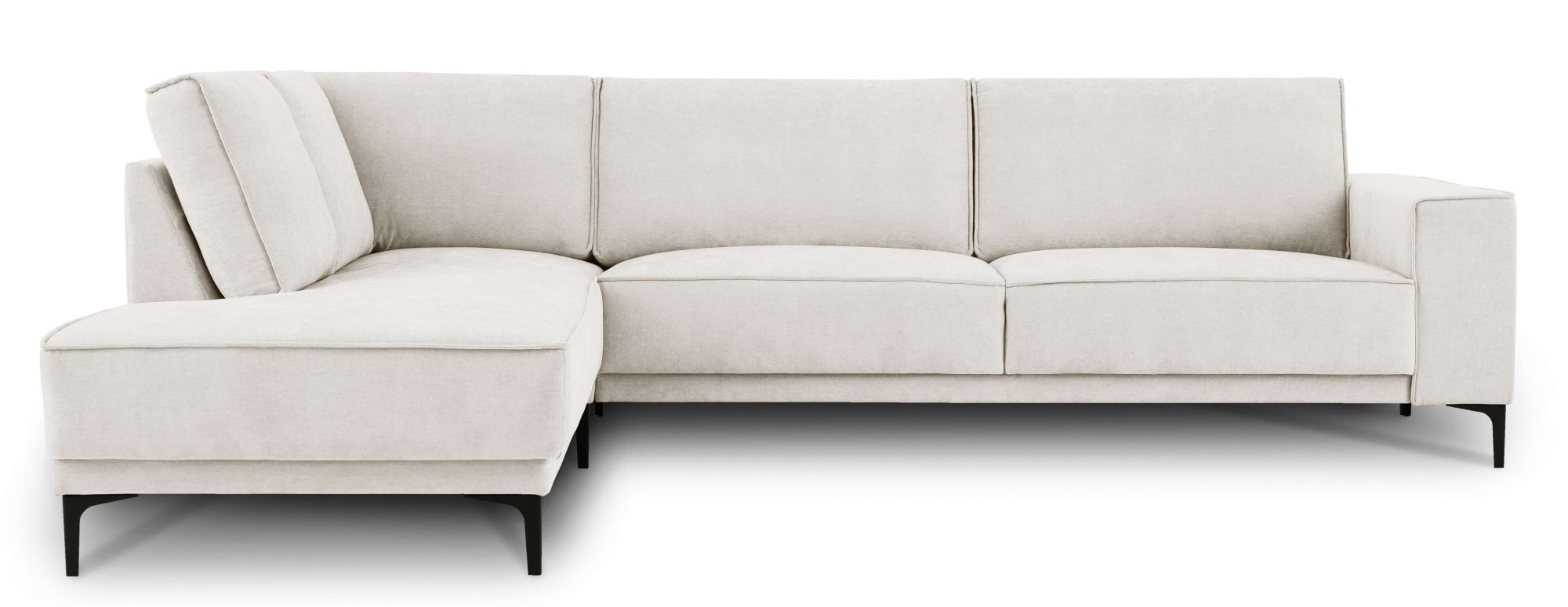 Places of Style Ecksofa »Polsterecke Oland, Struktur, Flachgewebe, Luxus-Microfaser, Boucle«, L-Form, 289 cm, Wellenunterfederung, Skandi-Design, Metallfüße
