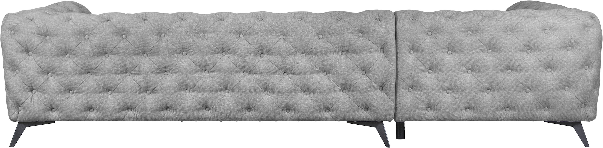 Home affaire Chesterfield-Sofa »Ecksofa GLYNIS L-Form mit Wellenunterfederung, Maße B/T/H 323/264/75cm« aufwändige Knopfheftung, moderne Chesterfield Optik, Fußfarbe wählbar