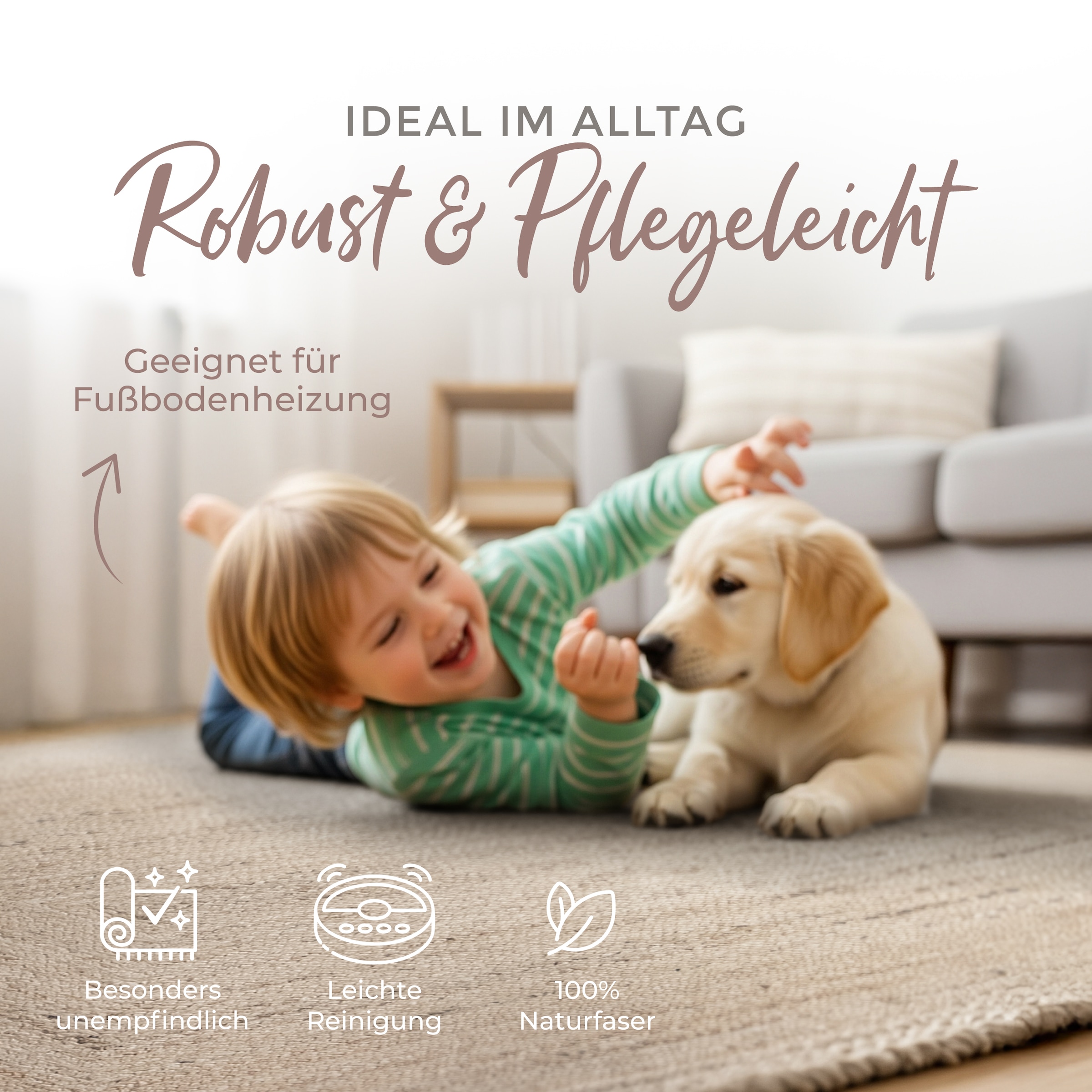 carpetfine Teppich »Nele Juteteppich Naturfaser«, rechteckig, 6 mm Höhe, geflochtener Wendeteppich aus 100% Jute, quadratisch und als Läufer