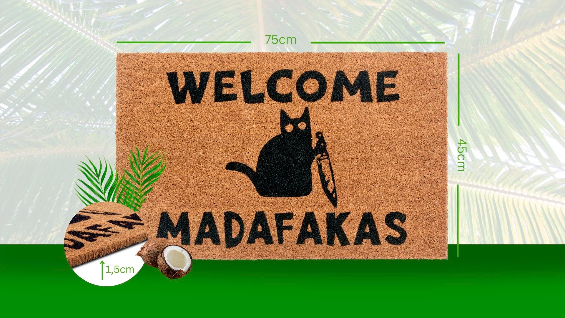HANSE Home Fußmatte »Mix Mats Kokos Welcome Madafakas«, rechteckig, Kokos, Schmutzfangmatte, Outdoor, Rutschfest, Innen, Kokosmatte, Flur