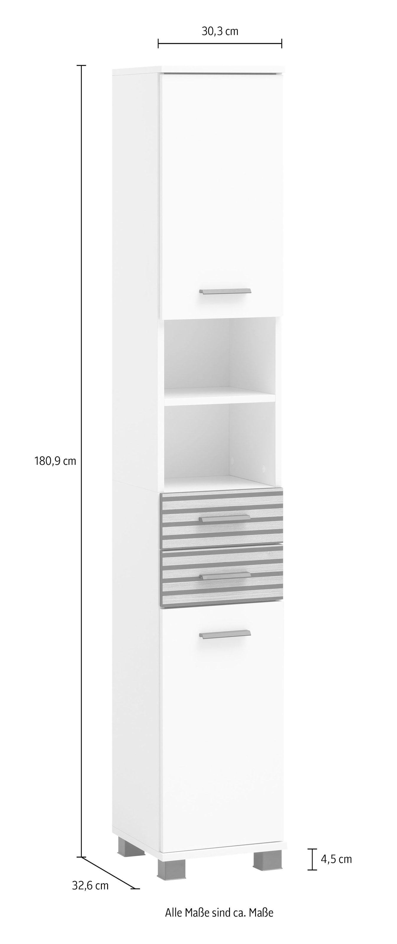 Schildmeyer Hochschrank »Katta, Breite 30 cm«, Wechselbarer Türanschlag, Schubladen mit Akustikprint