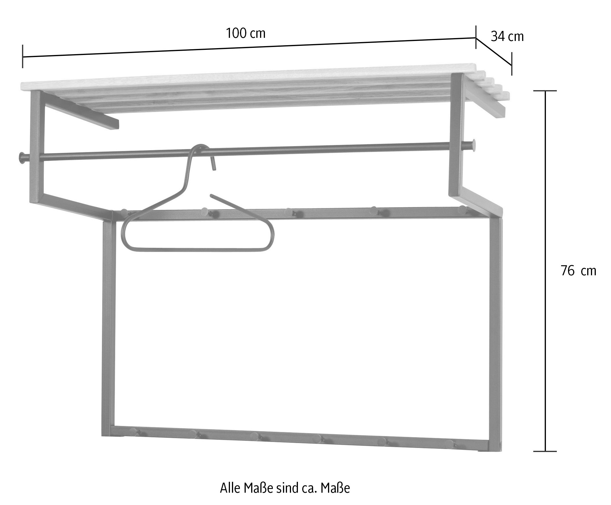 Spinder Design Garderobenleiste, Metall, Breite 100 cm, Familien-Garderobe, 11 Haken