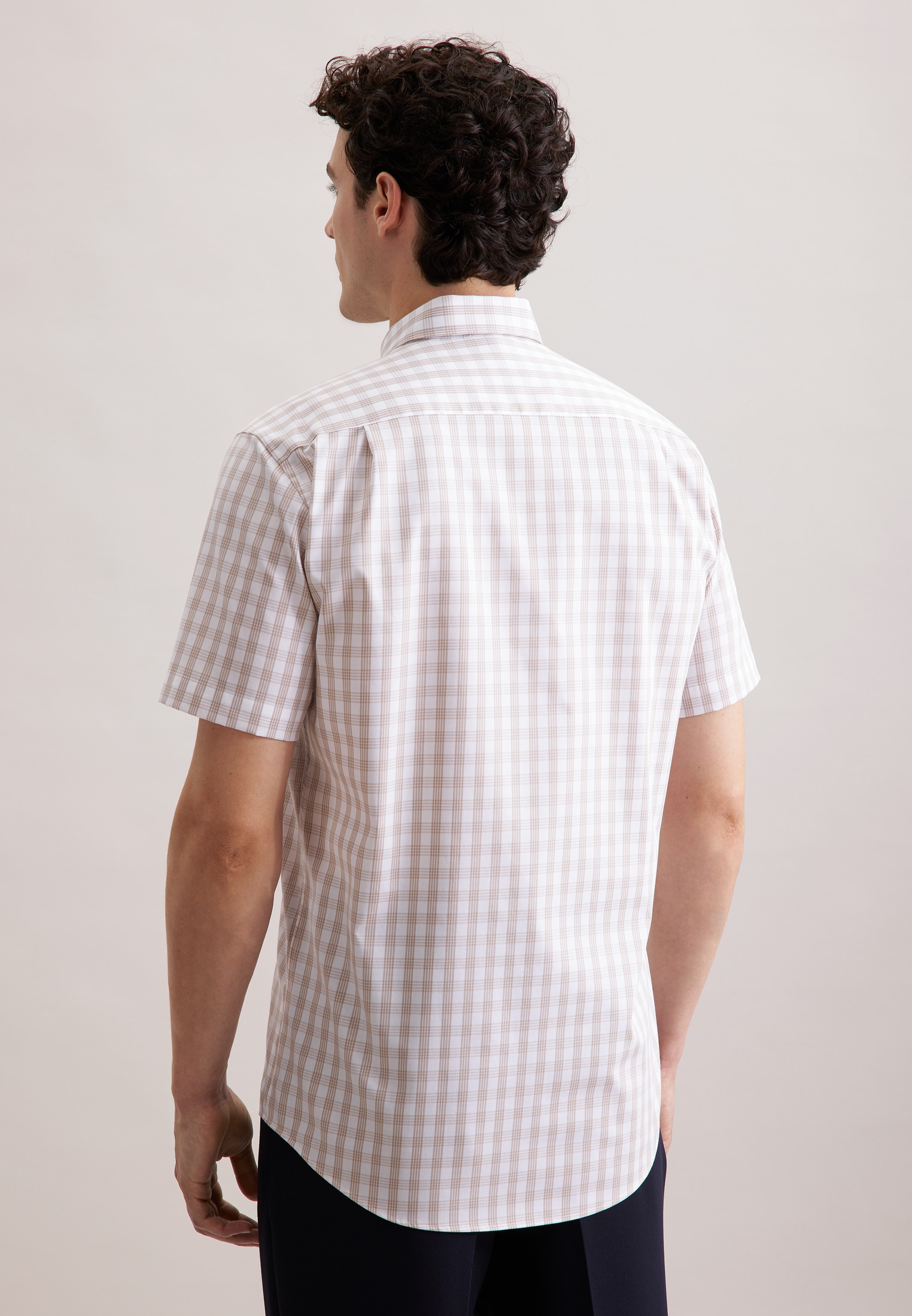 seidensticker Businesshemd »Comfort«, Comfort Kurzarm Button-Down-Kragen Karo