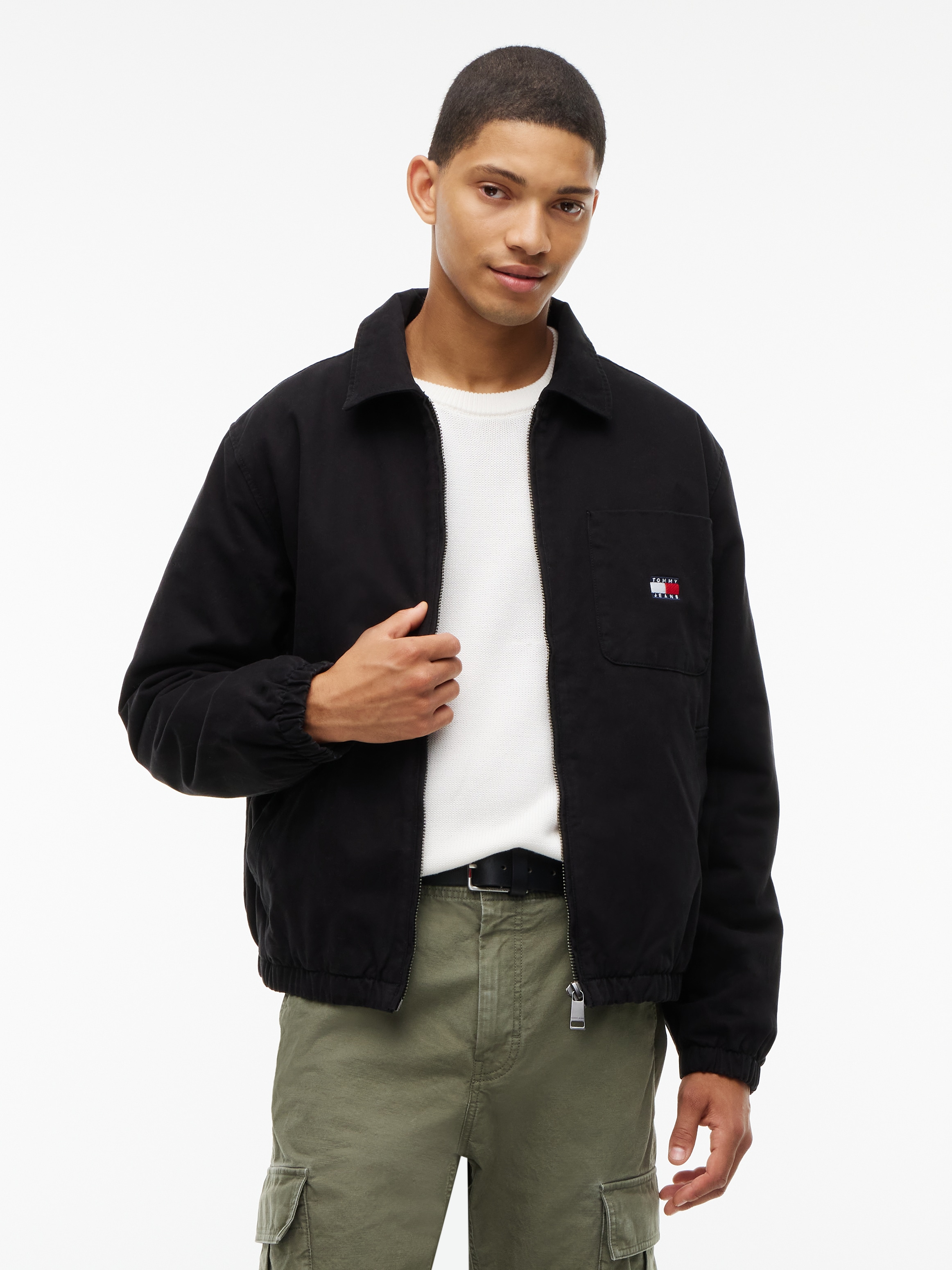 Tommy Jeans Hemdjacke »HARRINGTON COTTON JACKET« ohne Kapuze Regular fit mit Hemdkragen