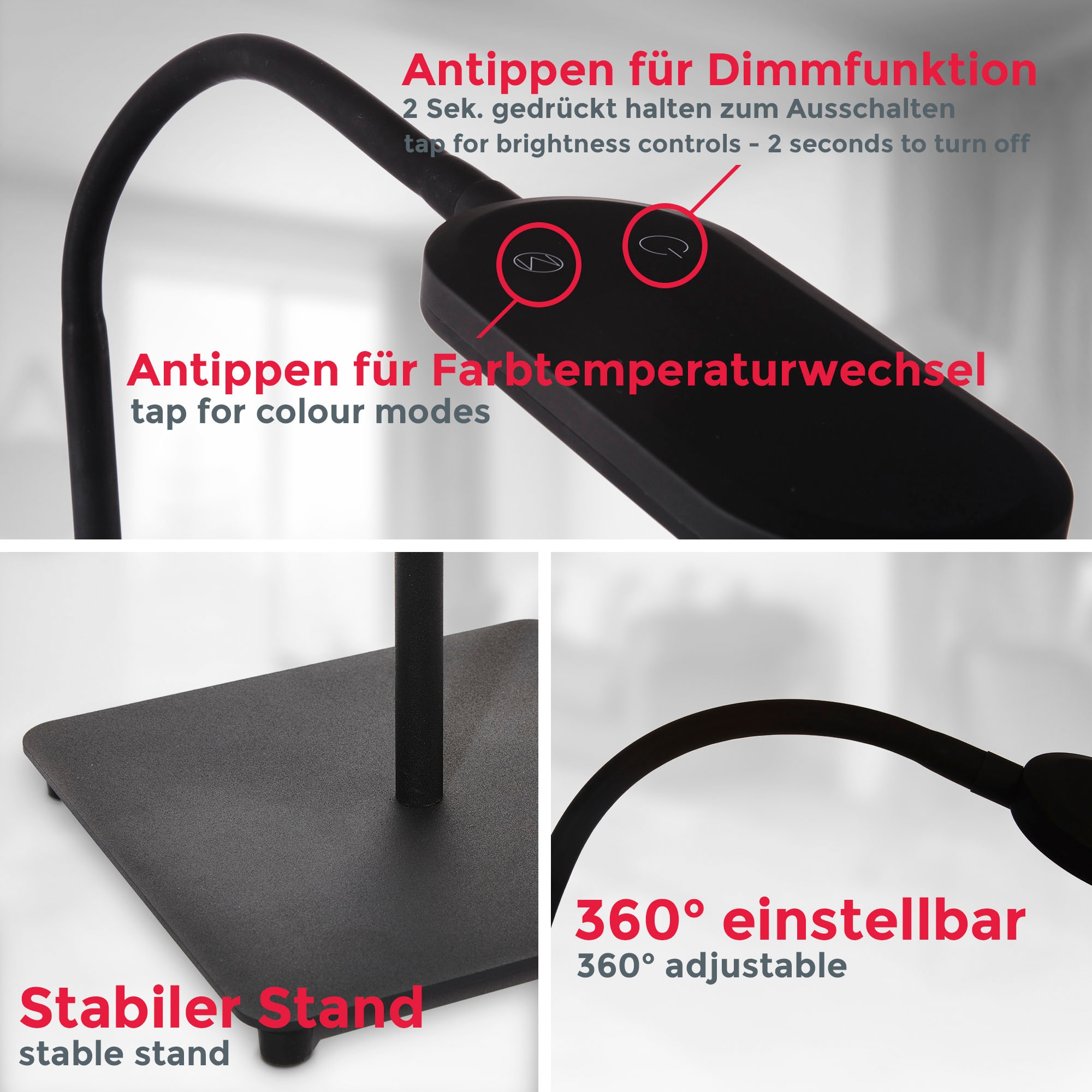 B.K.Licht LED Leuchten-Set, 2-teilig: LED Deckenleuchte + LED Stehlampe 