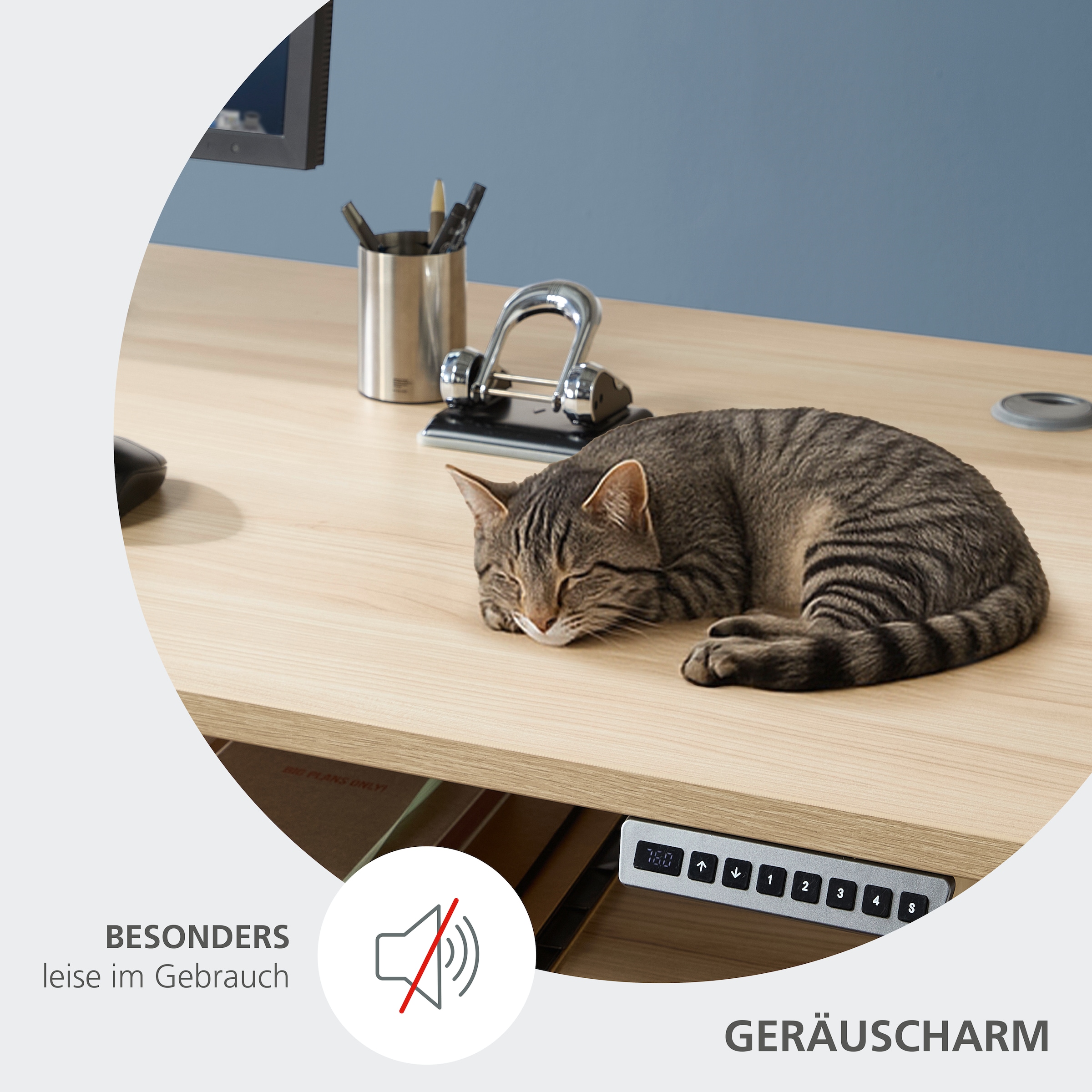 Innostyle Schreibtisch »Schreibtisch Santorin, 185/72/173 cm ( B/H/T)« 1 Stk. tlg. mit motor. Höhenverst. (72-120 cm) mit Memory-Funkt., li/re montierbar
