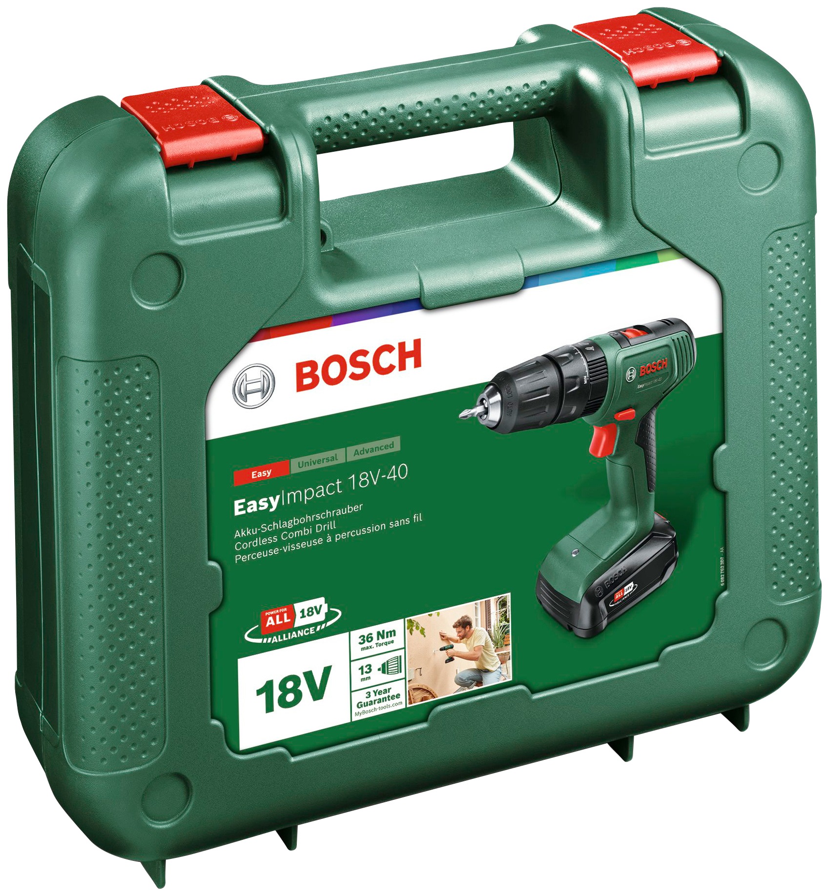 Bosch Home & Garden Akku-Schlagbohrschrauber »EasyImpact 18V-40«, Inkl. Koffer, mit Akku 18V/2Ah und Ladegerät