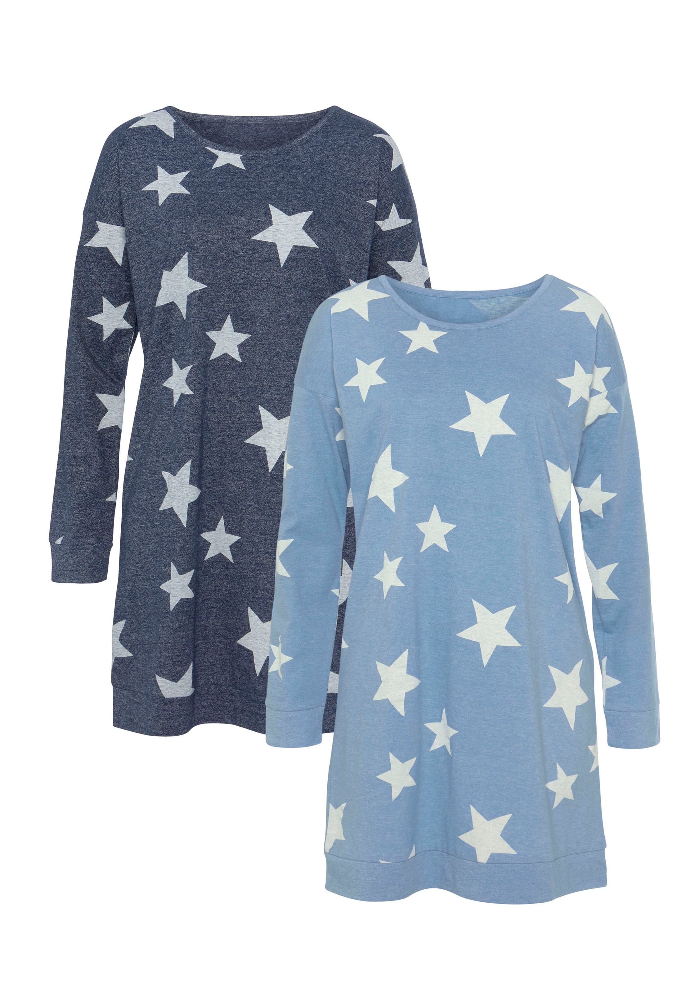 Vivance Dreams Sleepshirt, (2er Pack), mit Sterne-Druck