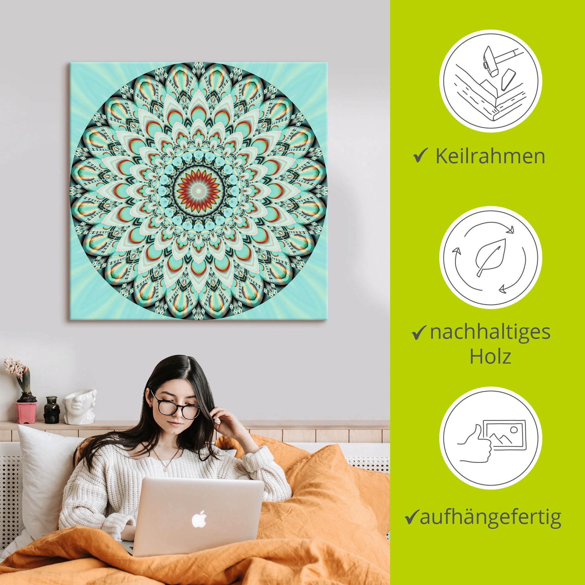 Artland Wandbild »Mandala Integrität«, Muster, (1 St.), als Leinwandbild, Wandaufkleber in verschied. Größen